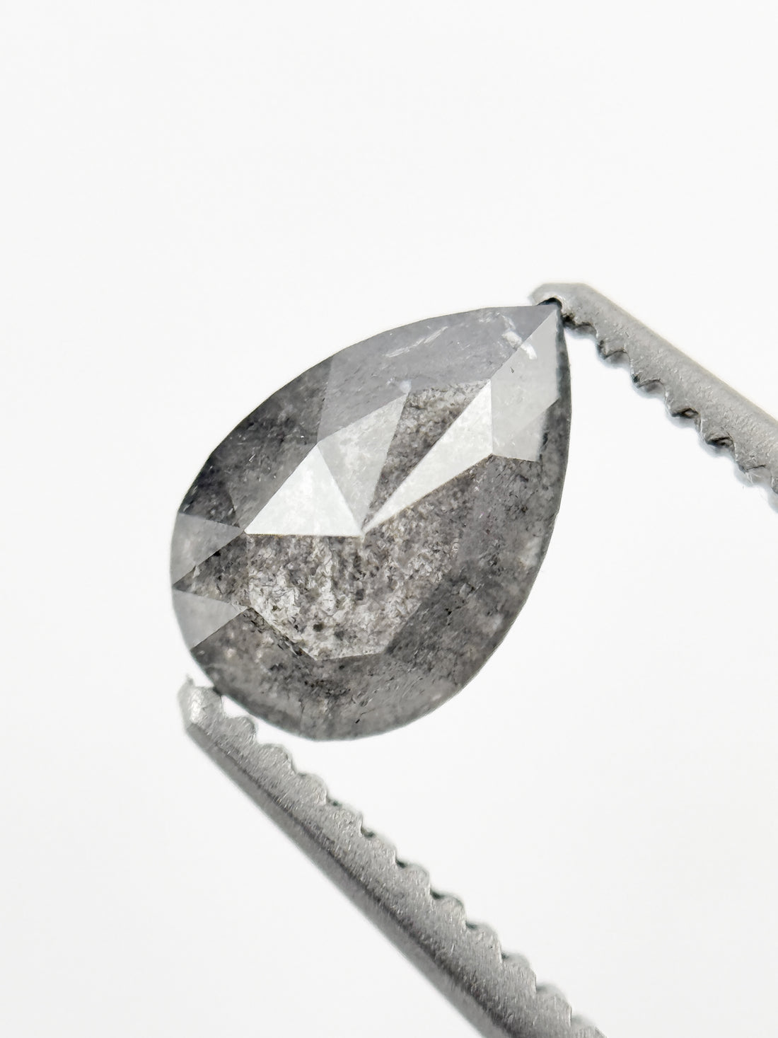 7.3 MM Pear Rose Cut Grey Natural Minimalist Diamond