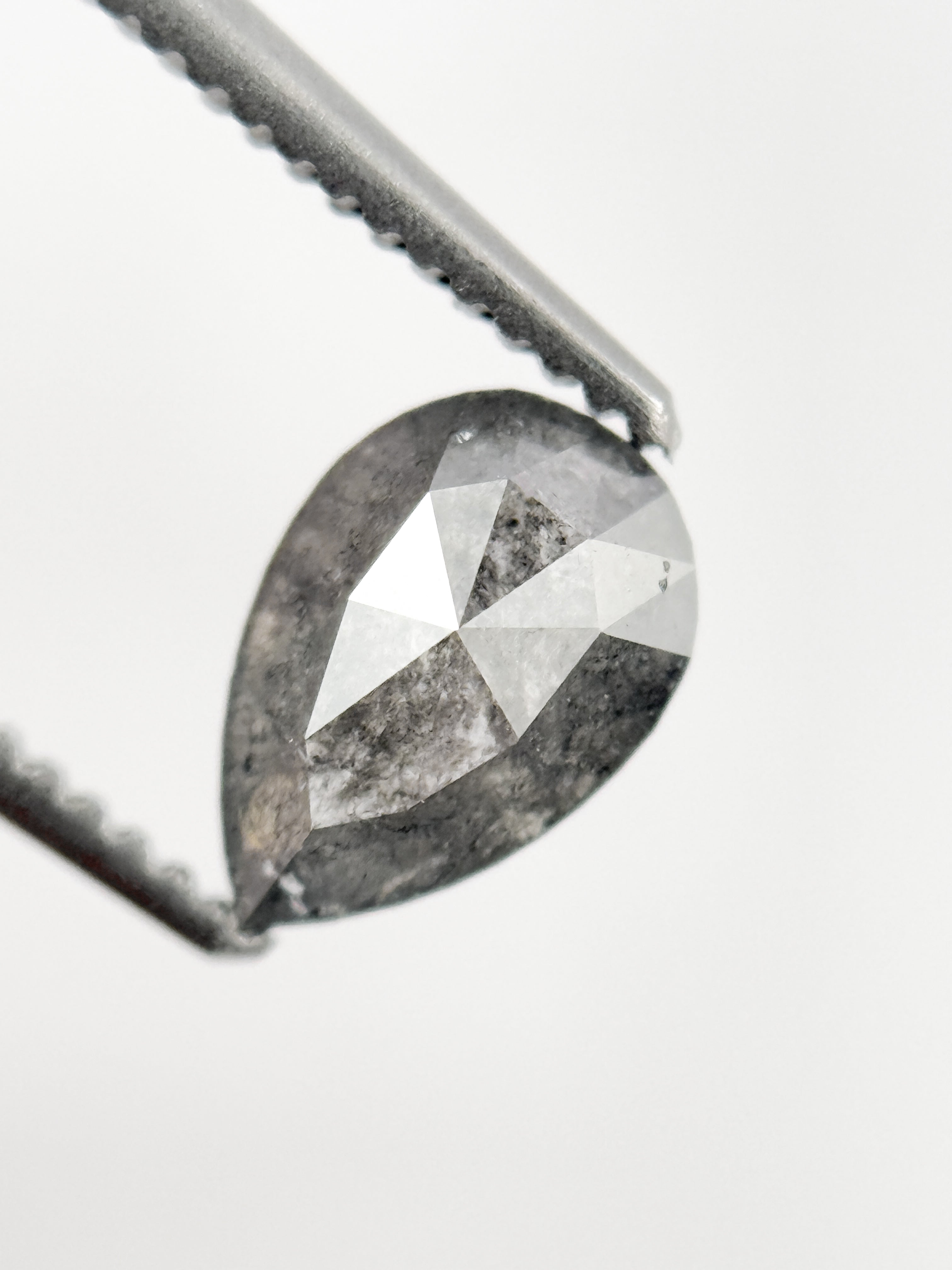 7.3 MM Pear Rose Cut Grey Natural Minimalist Diamond