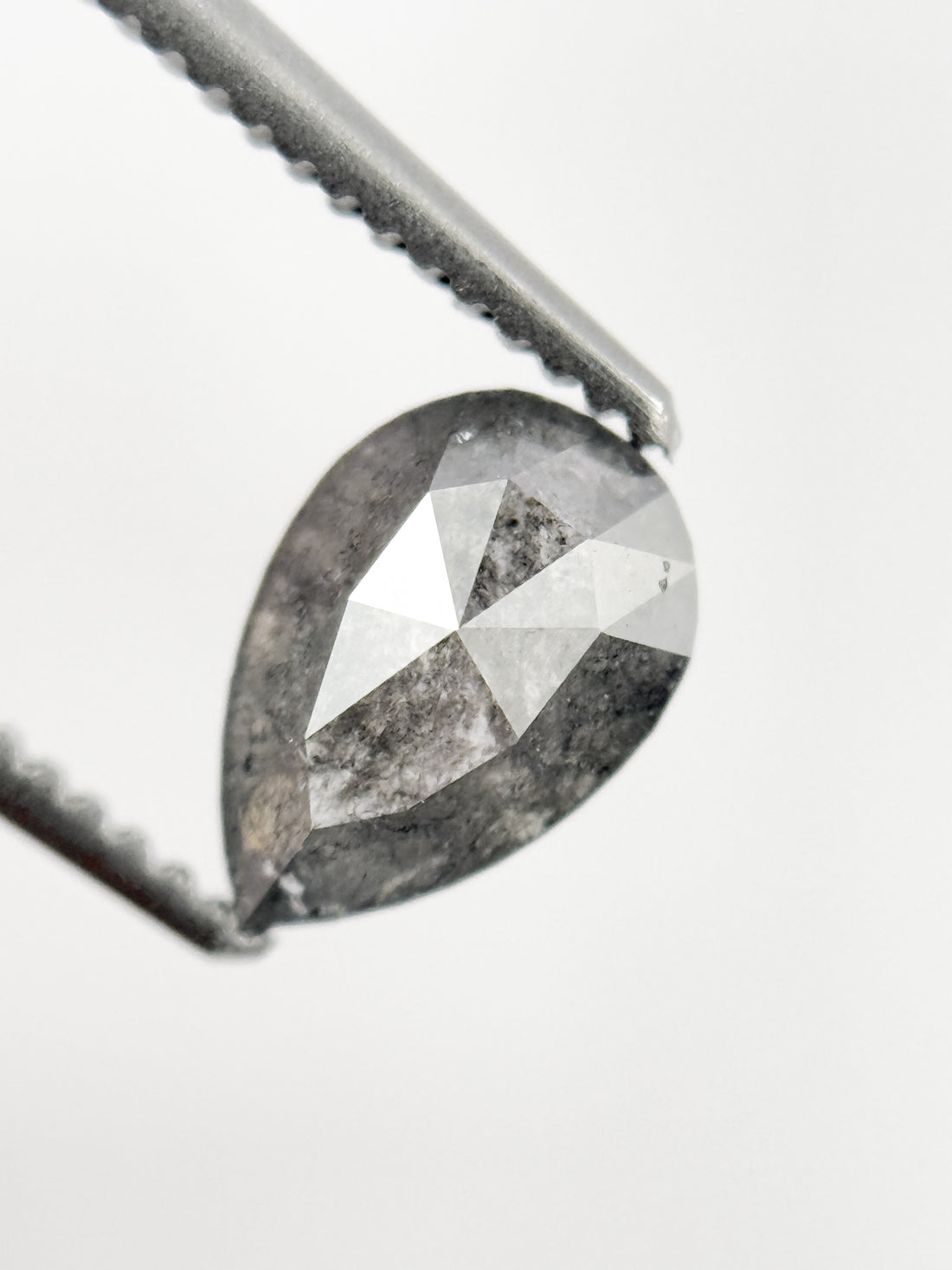 7.3 MM Pear Rose Cut Grey Natural Minimalist Diamond