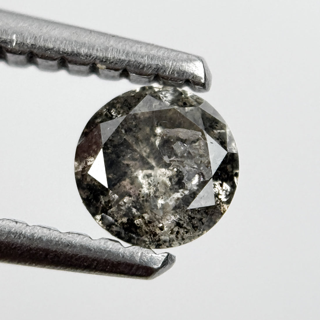 4 MM Round Brilliant Cut Grey Black Salt and Pepper Natural Minimalist Diamond