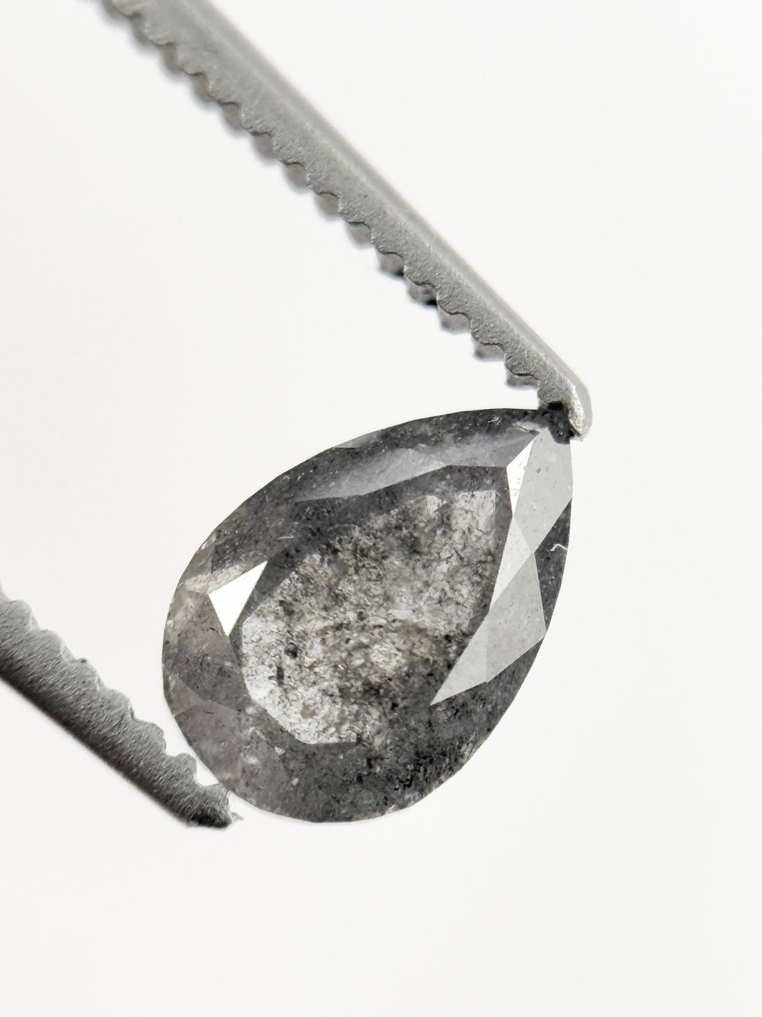 7.3 MM Pear Rose Cut Grey Natural Minimalist Diamond