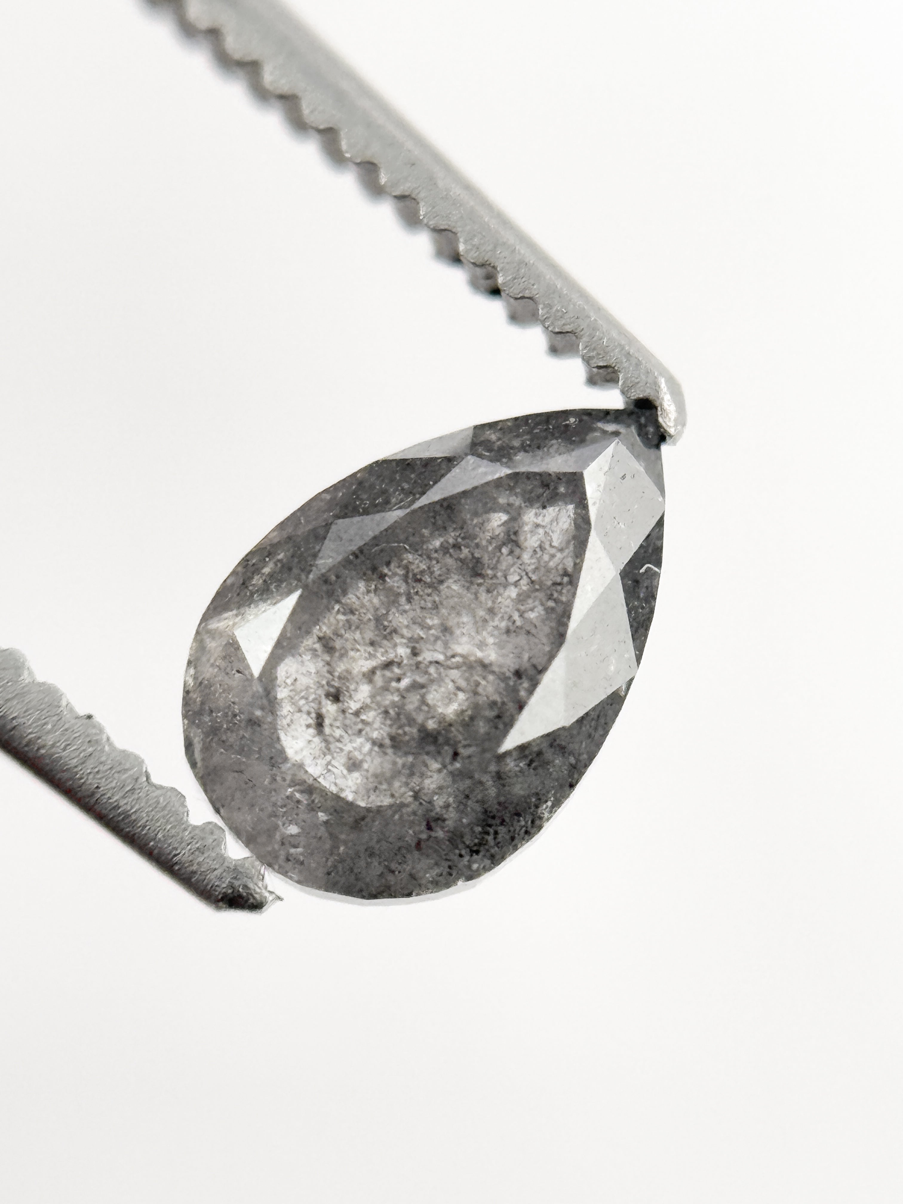7.3 MM Pear Rose Cut Grey Natural Minimalist Diamond