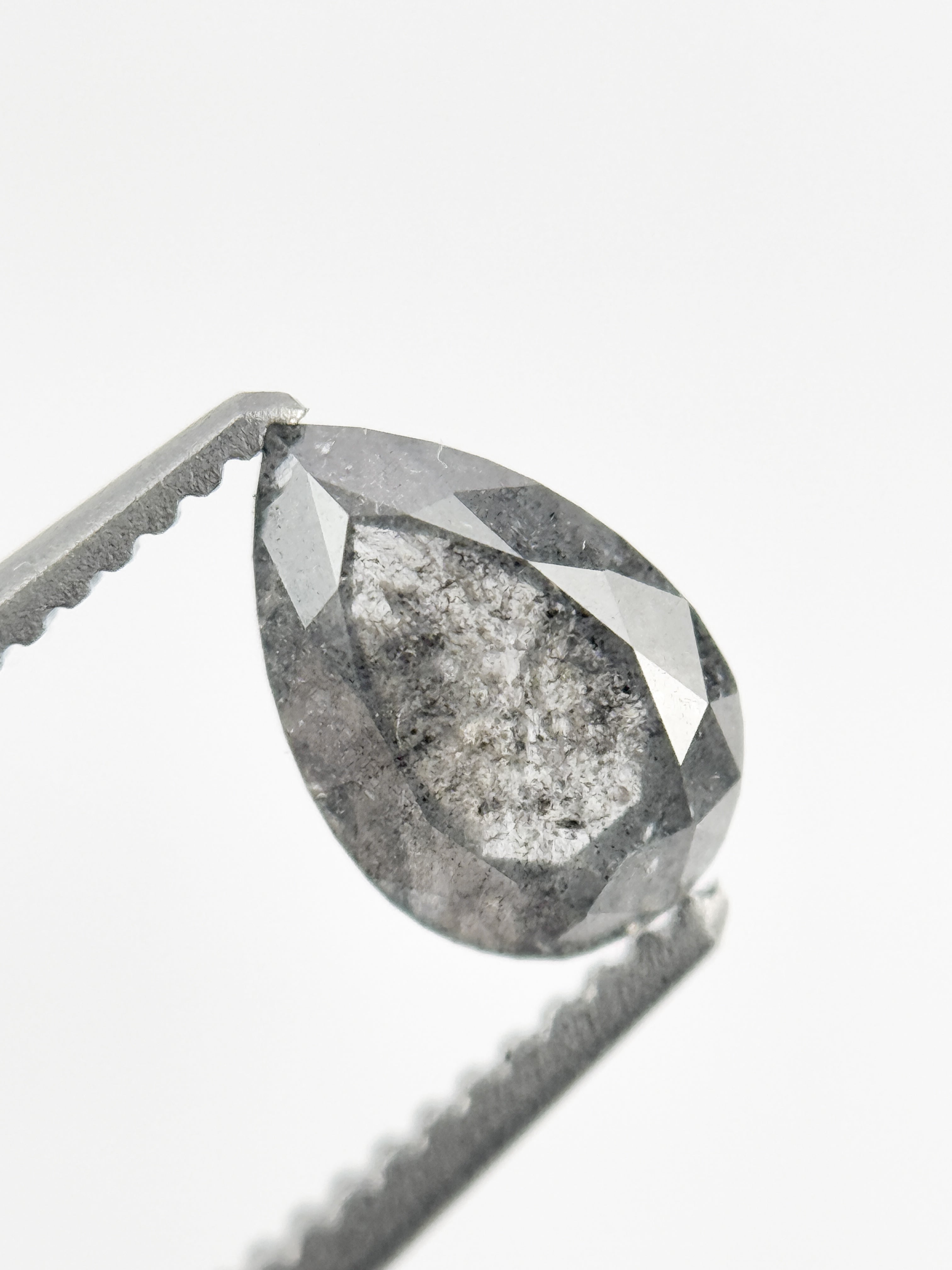 7.3 MM Pear Rose Cut Grey Natural Minimalist Diamond