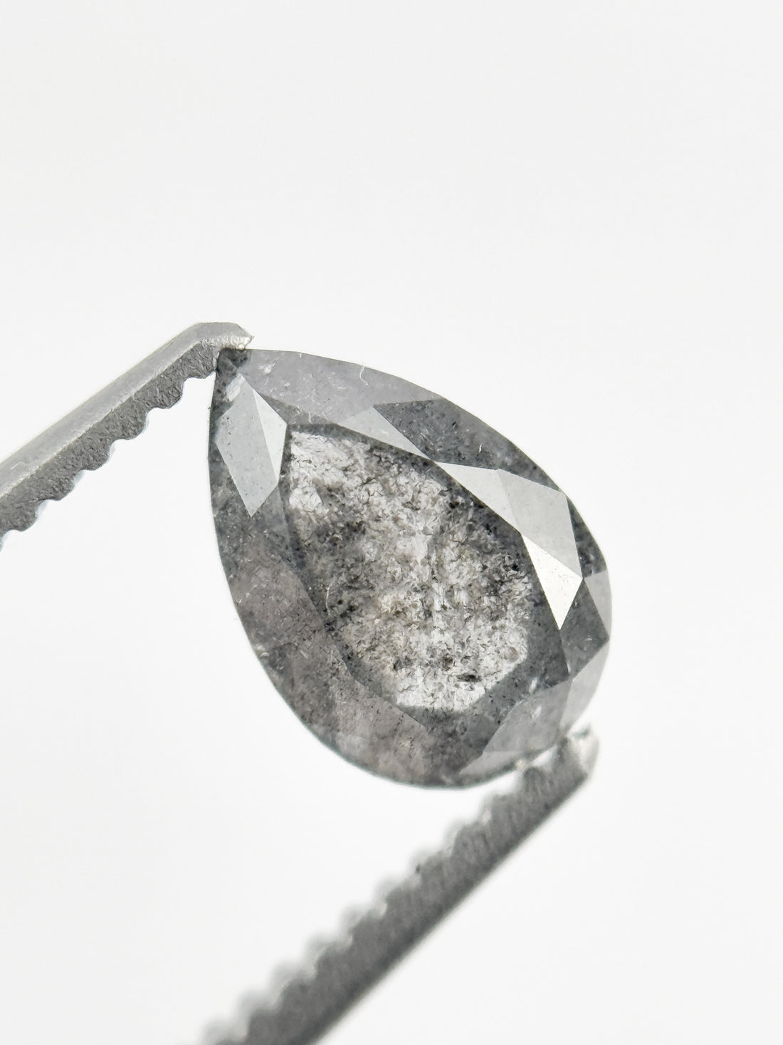 7.3 MM Pear Rose Cut Grey Natural Minimalist Diamond