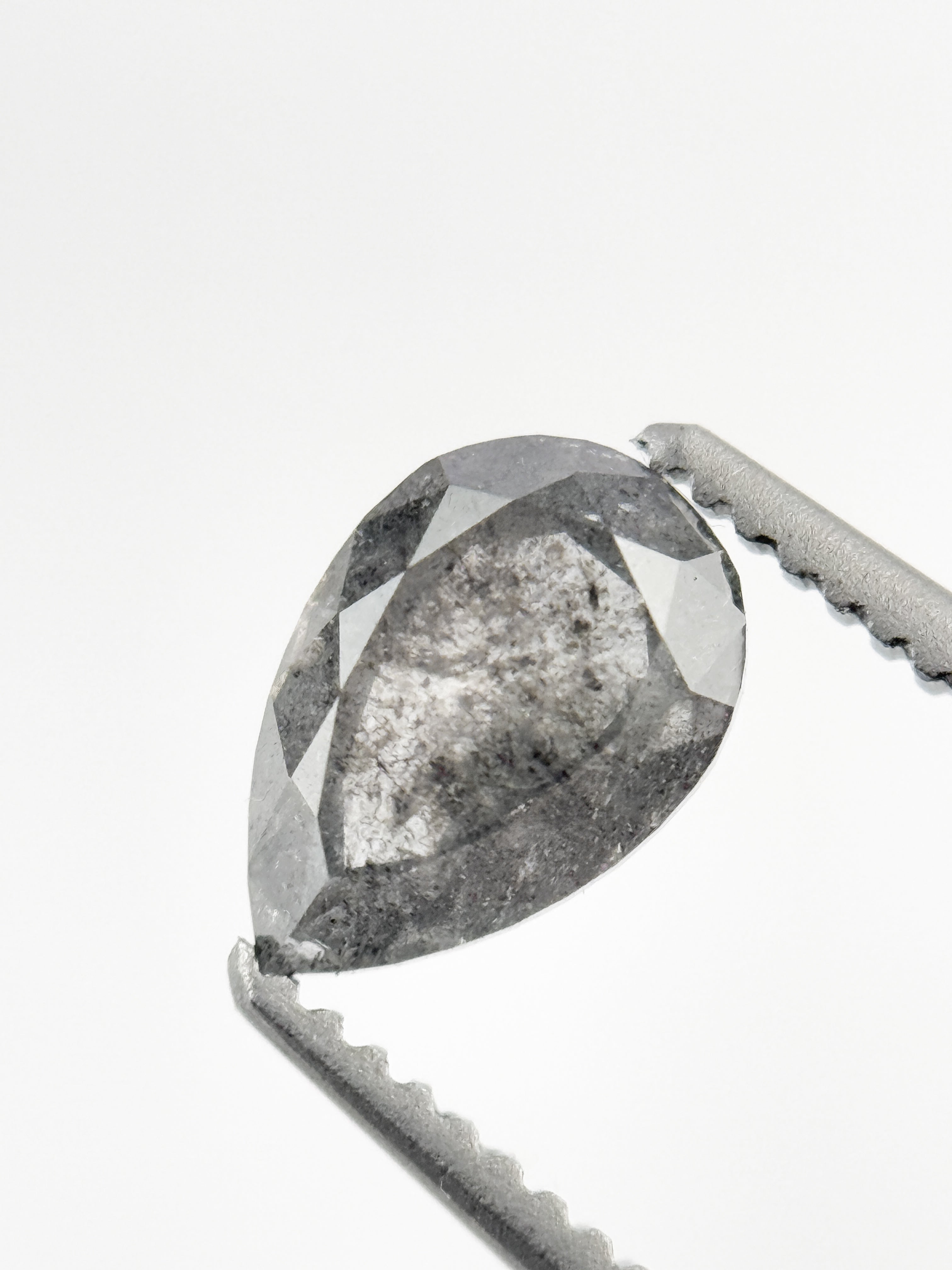 7.3 MM Pear Rose Cut Grey Natural Minimalist Diamond