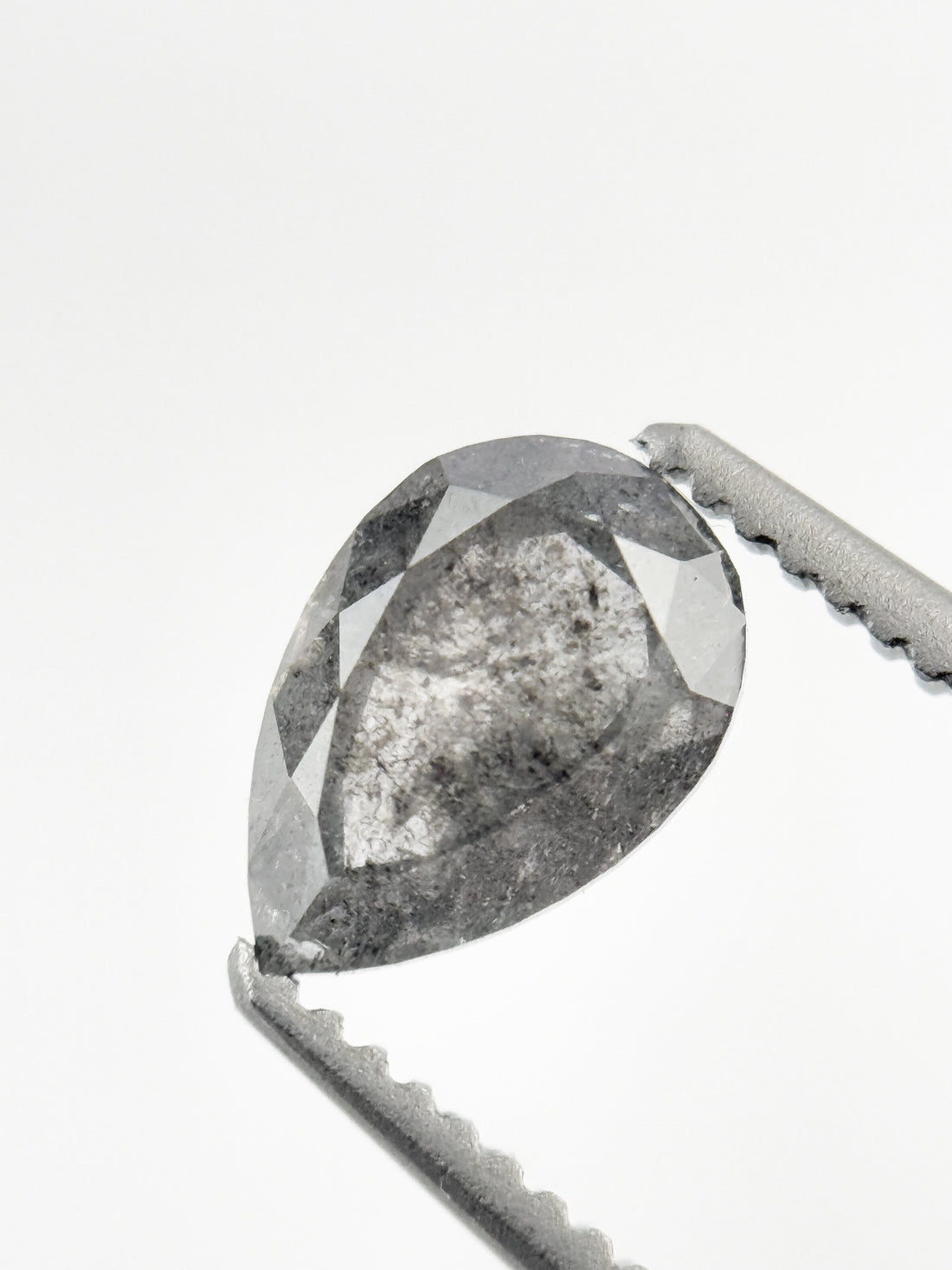 7.3 MM Pear Rose Cut Grey Natural Minimalist Diamond