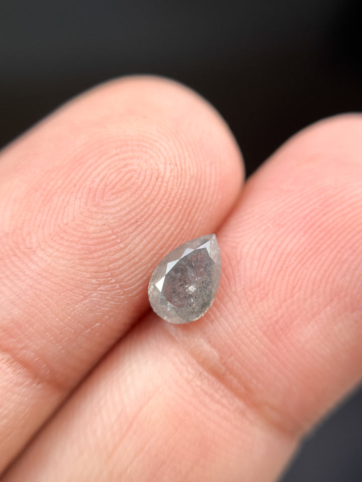 7.3 MM Pear Rose Cut Grey Natural Minimalist Diamond