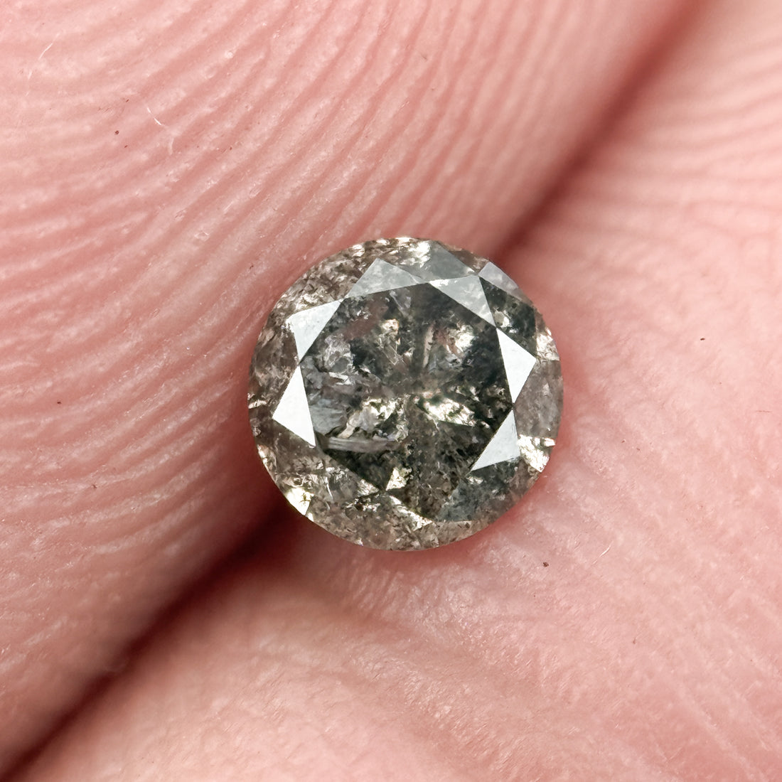 0.28 Ct Round Brilliant Cut Black Natural Salt and Pepper Diamond