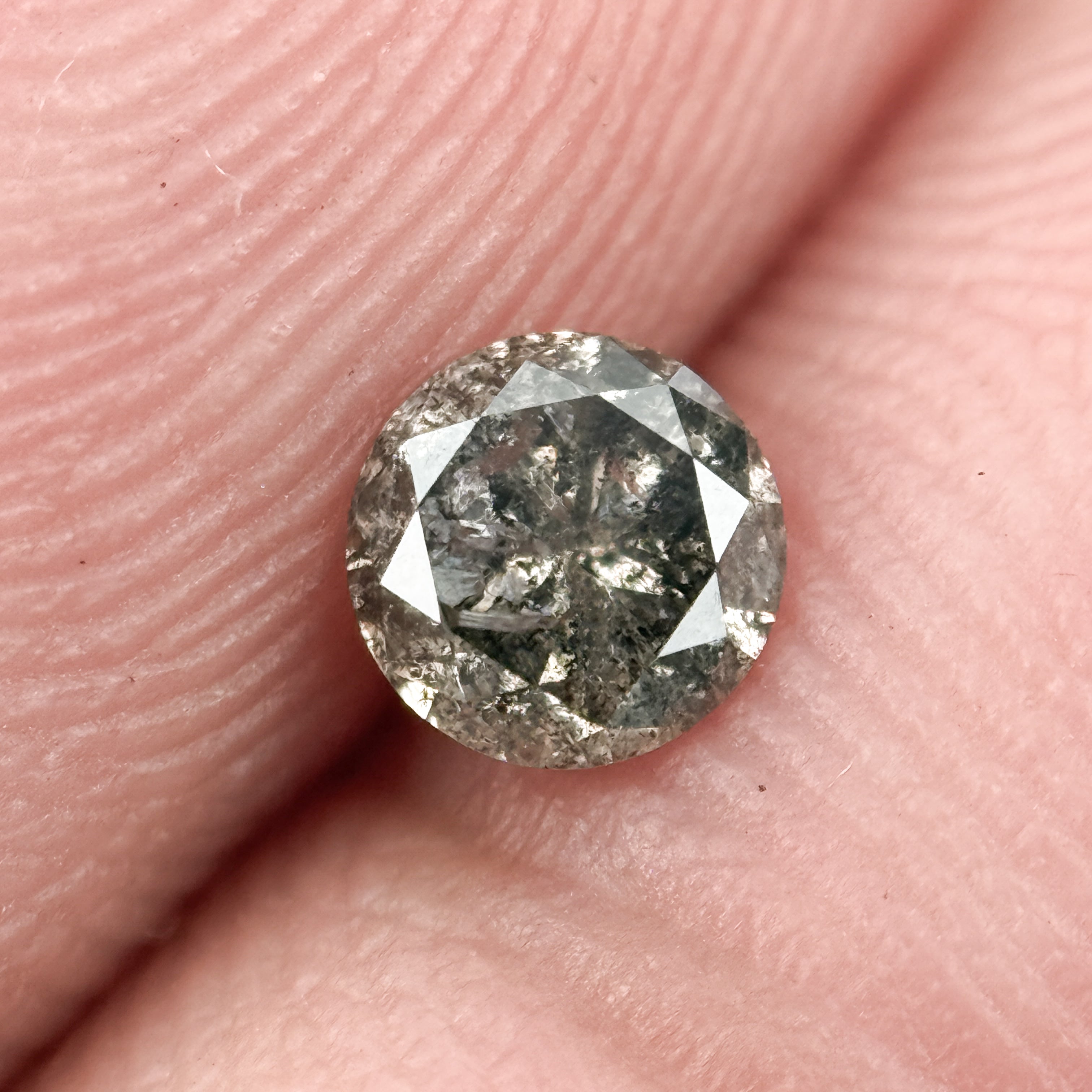 4 MM Round Brilliant Cut Grey Black Salt and Pepper Natural Minimalist Diamond