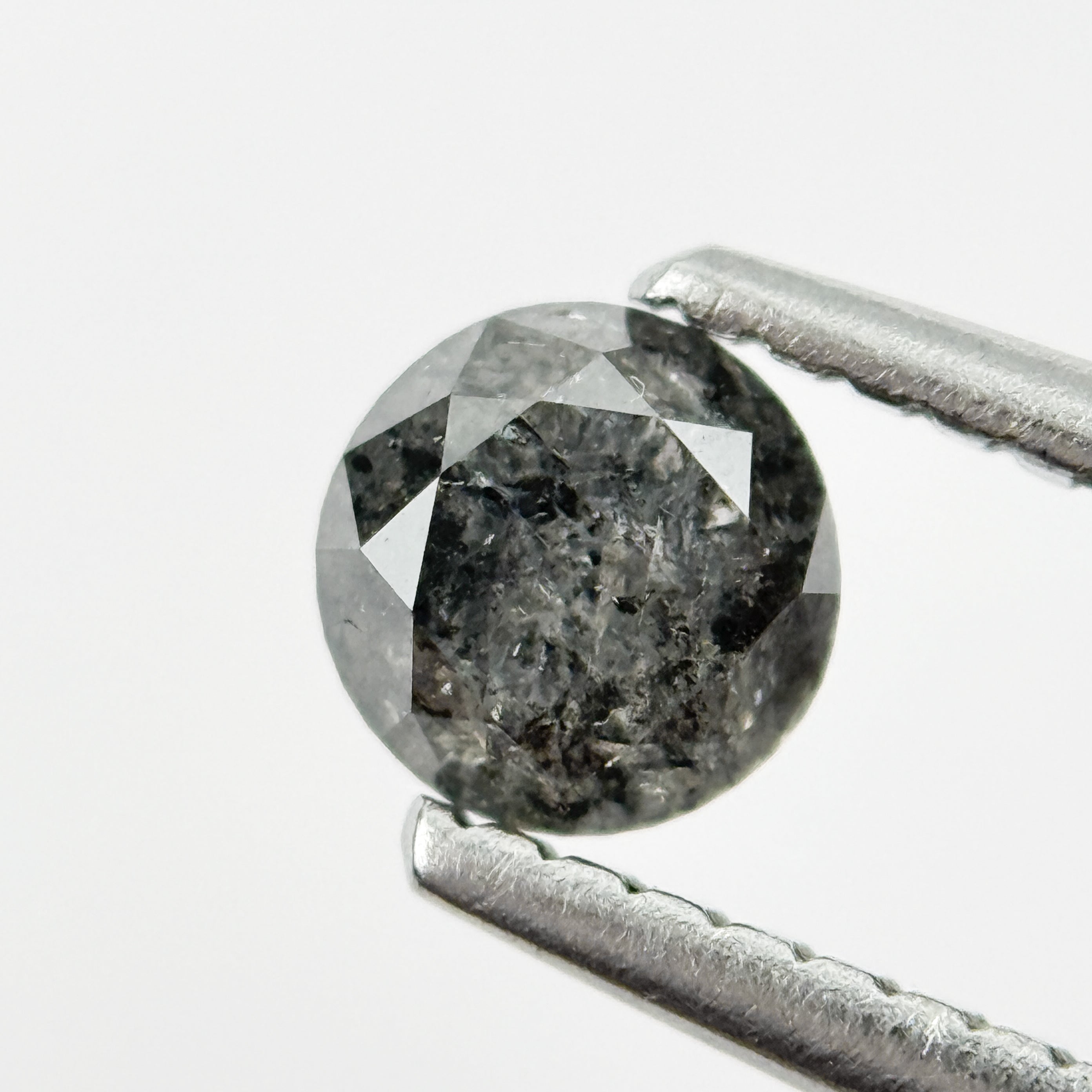 0.43 Ct Round Brilliant Cut Black Natural Salt and Pepper Diamond