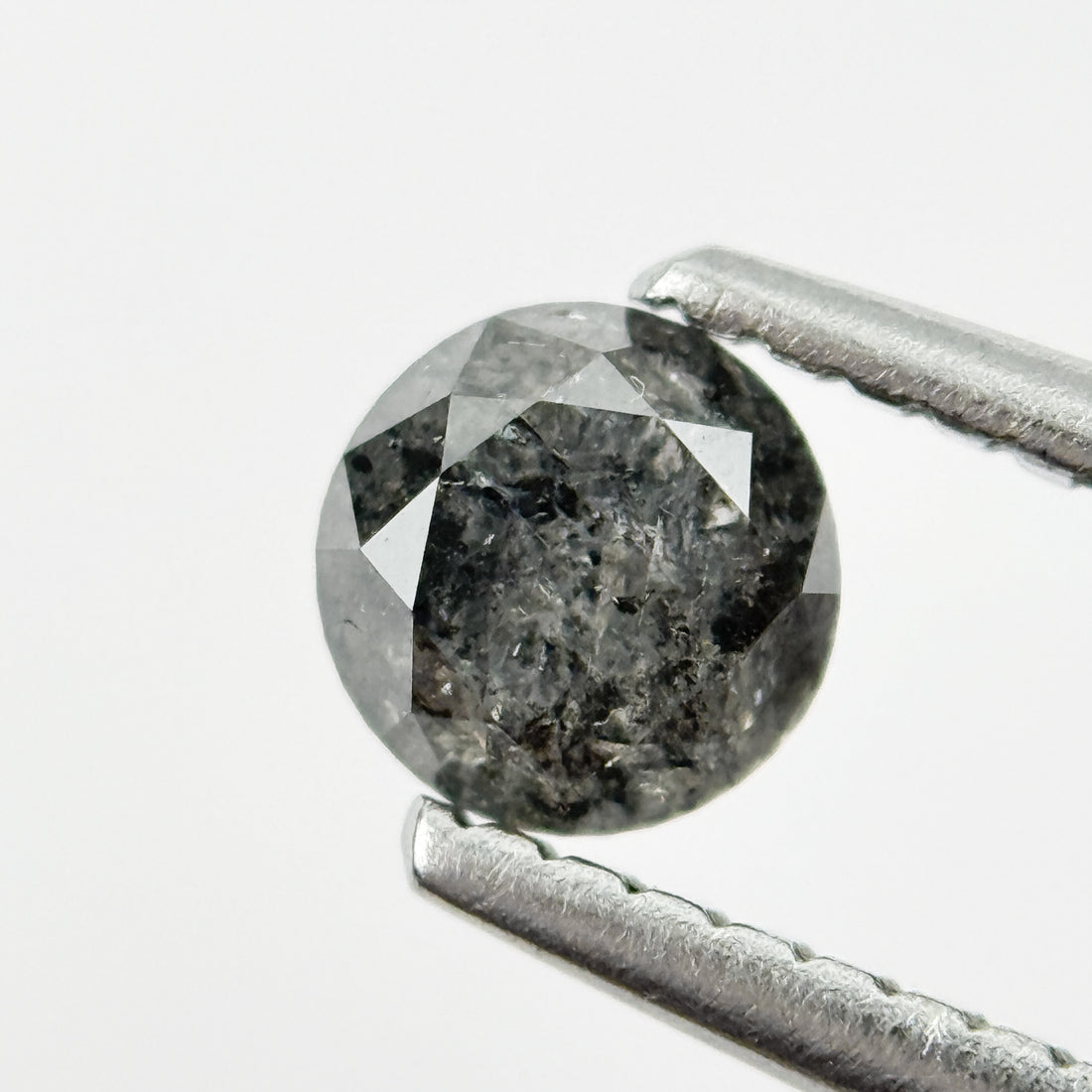 0.43 Ct Round Brilliant Cut Black Natural Salt and Pepper Diamond