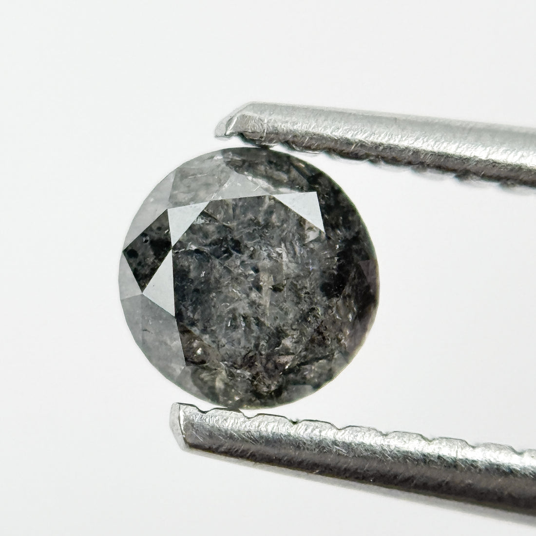 0.43 Ct Round Brilliant Cut Black Natural Salt and Pepper Diamond