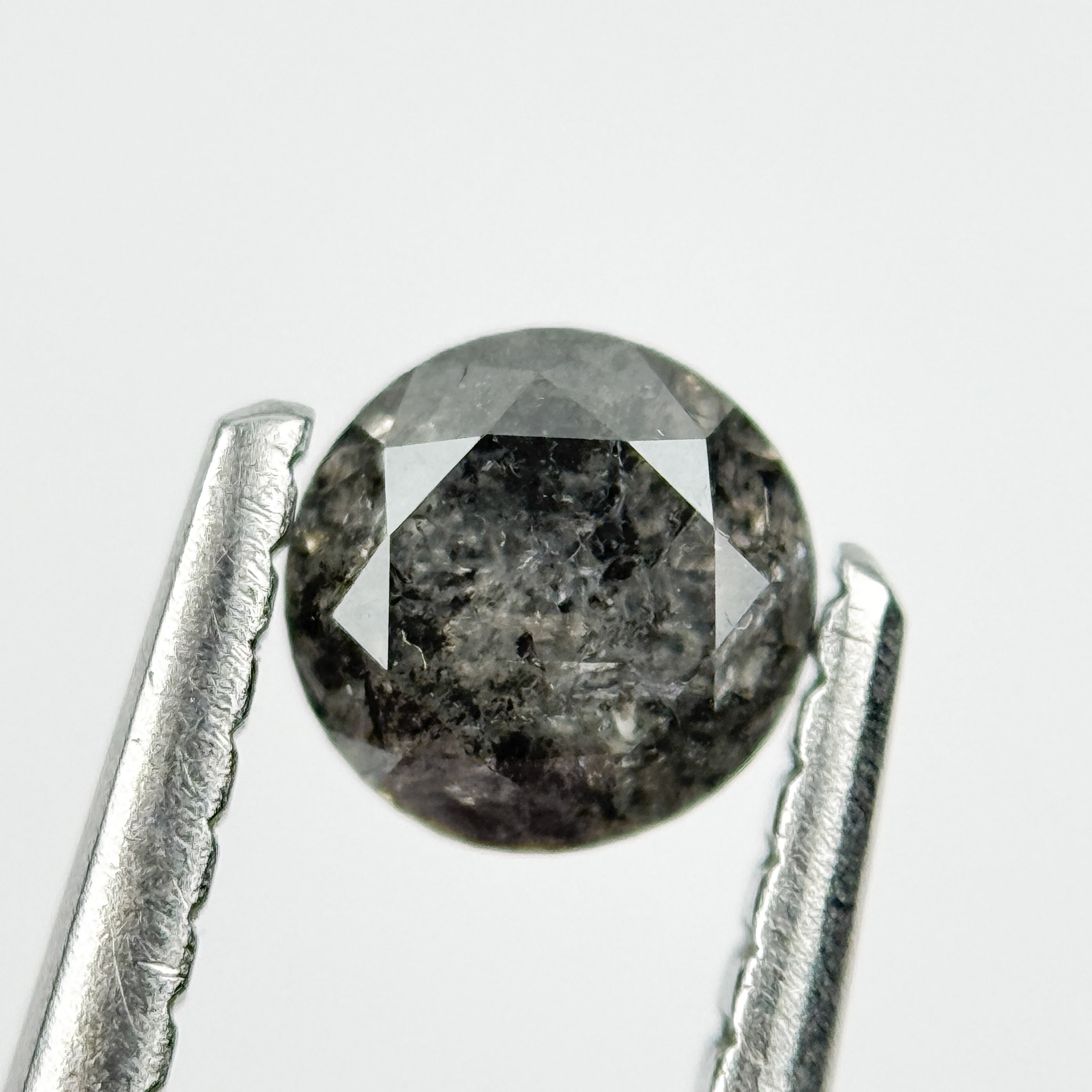 0.43 Ct Round Brilliant Cut Black Natural Salt and Pepper Diamond