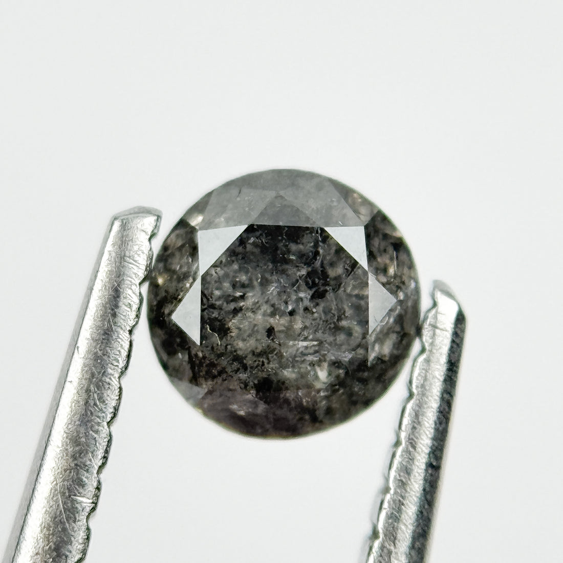 0.43 Ct Round Brilliant Cut Black Natural Salt and Pepper Diamond