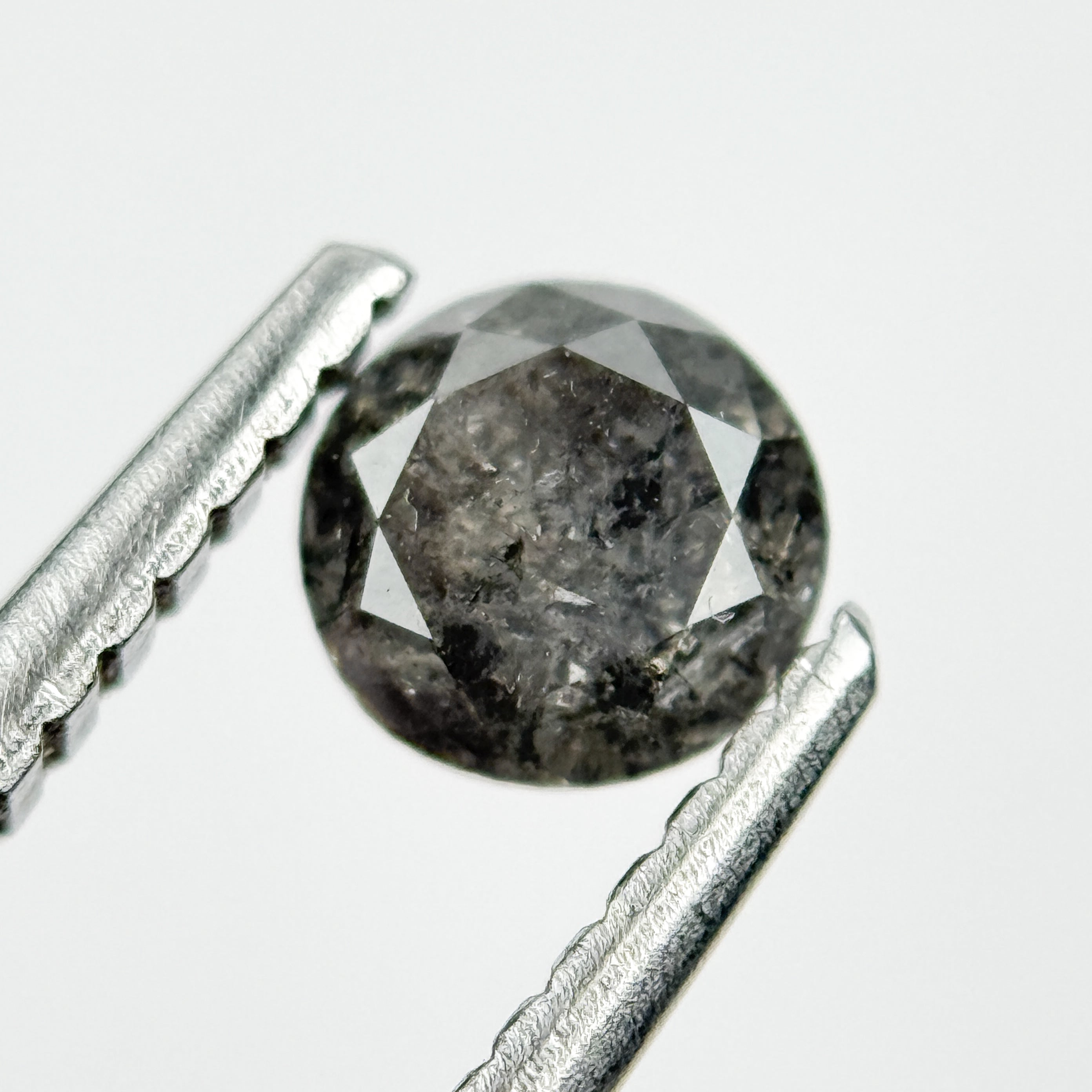 0.43 Ct Round Brilliant Cut Black Natural Salt and Pepper Diamond