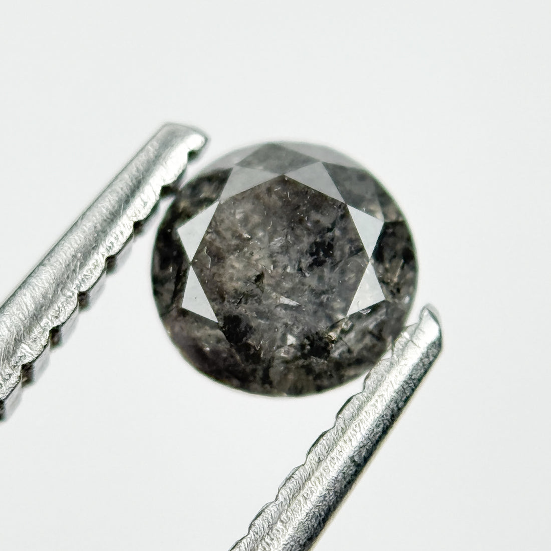 0.43 Ct Round Brilliant Cut Black Natural Salt and Pepper Diamond