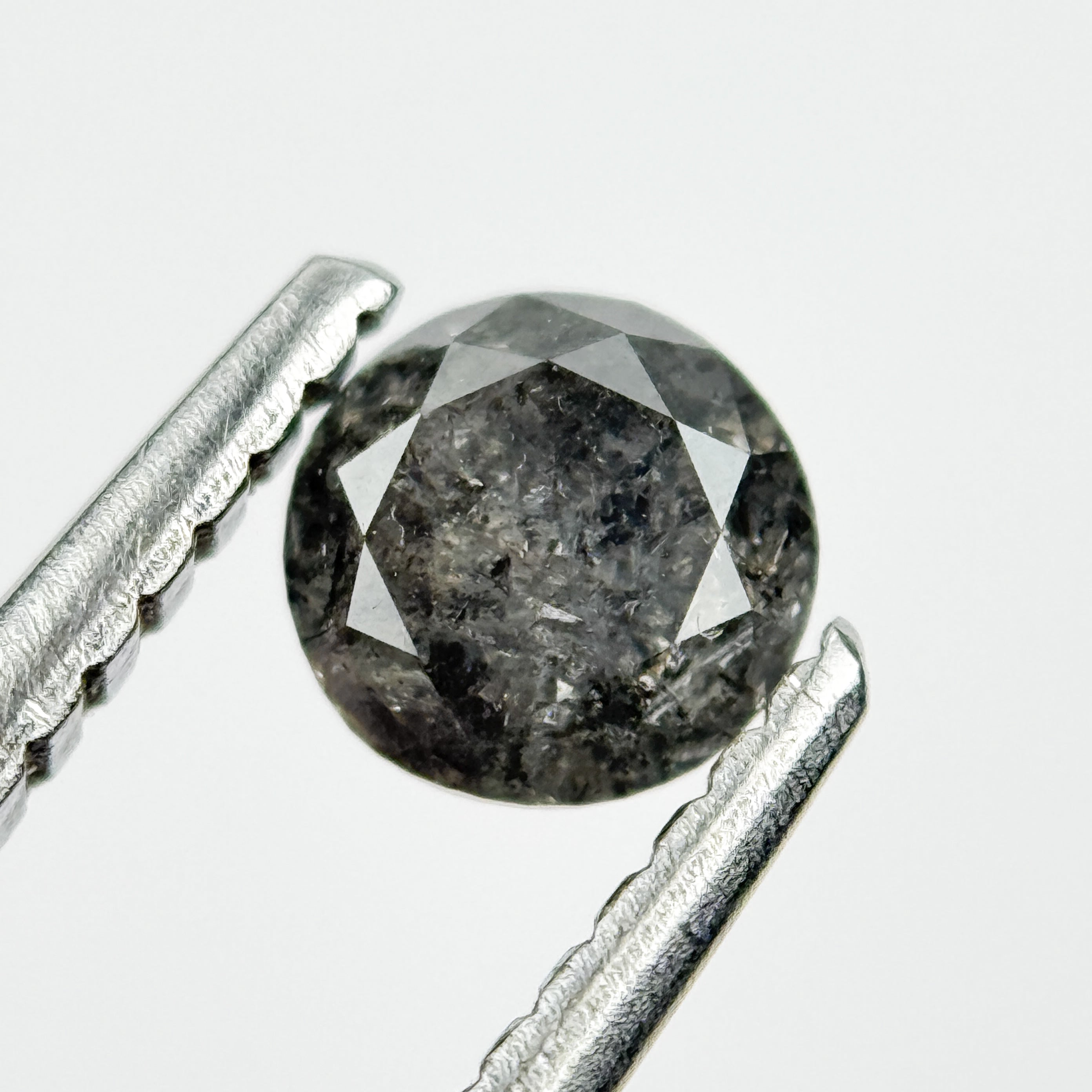 0.43 Ct Round Brilliant Cut Black Natural Salt and Pepper Diamond