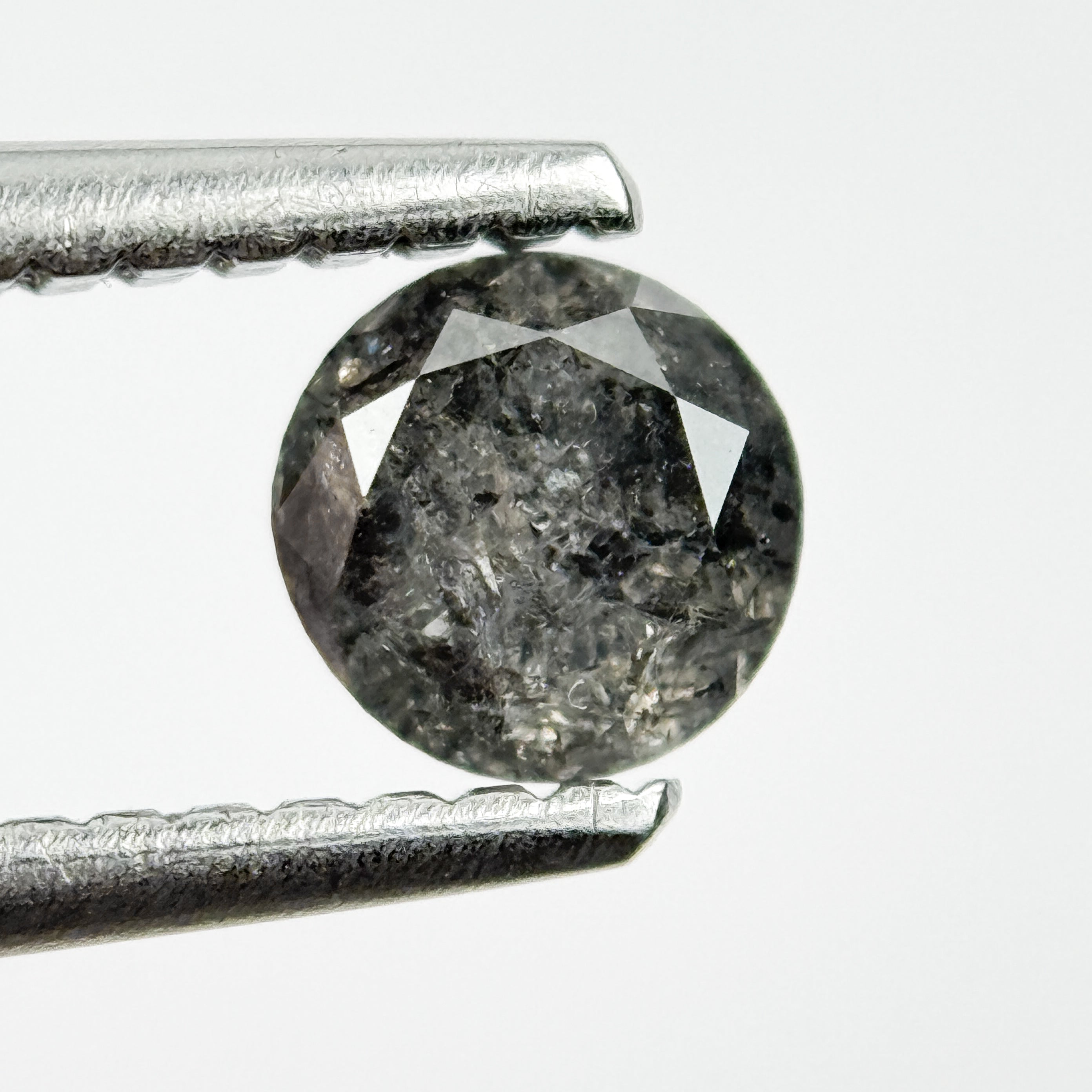 0.43 Ct Round Brilliant Cut Black Natural Salt and Pepper Diamond