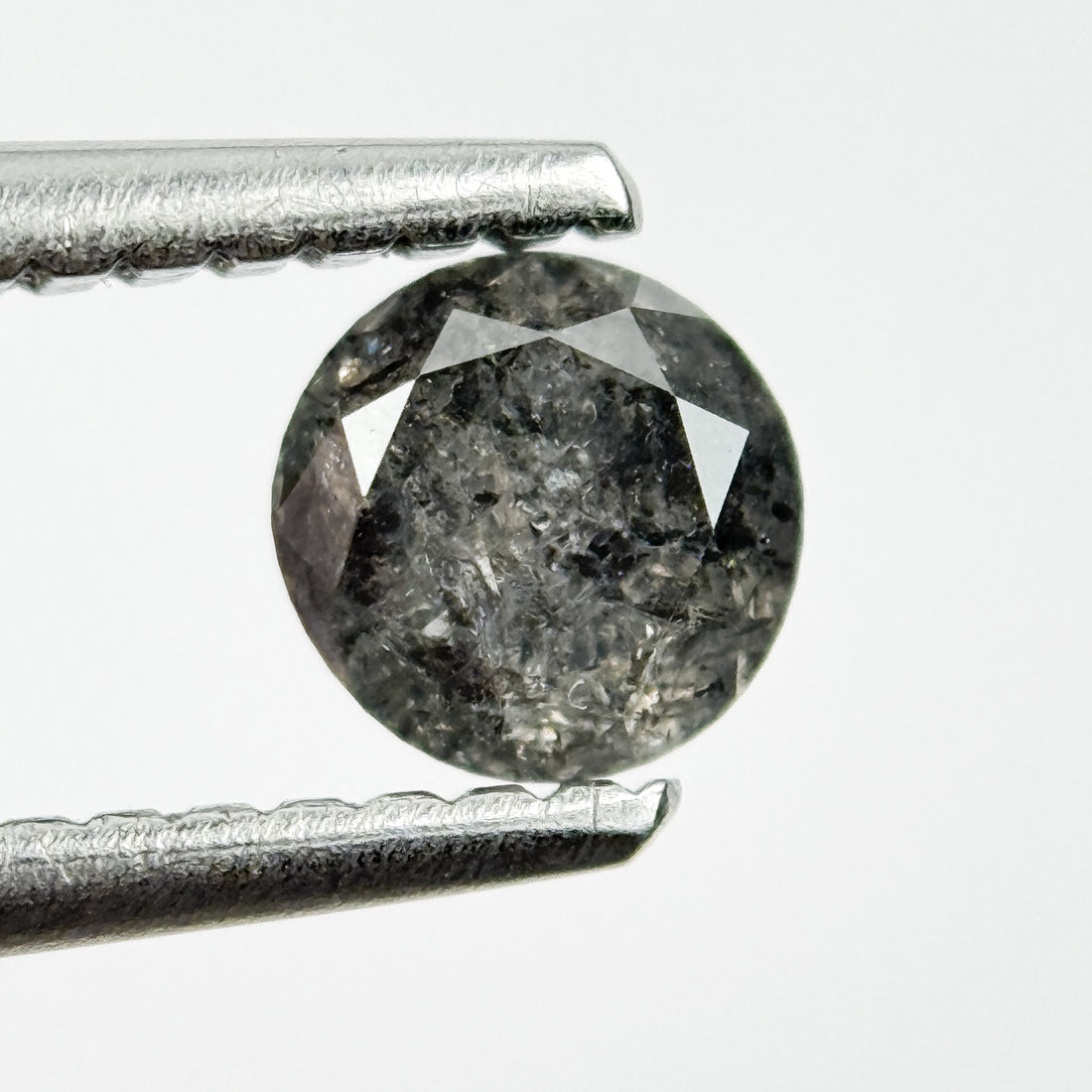 0.43 Ct Round Brilliant Cut Black Natural Salt and Pepper Diamond