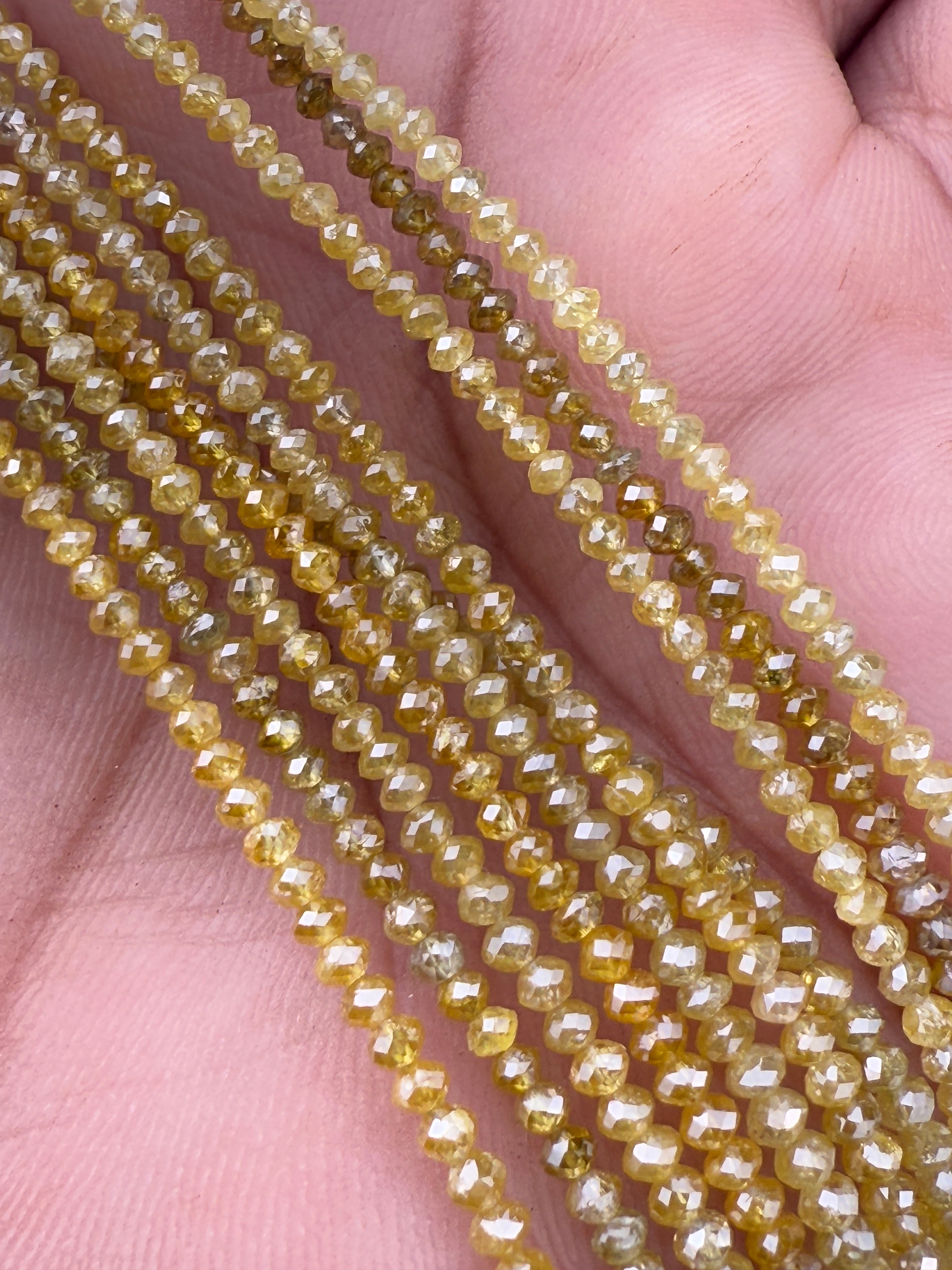 2 to 2.5 MM Round Beads Rose Cut Yellow Natural Minimal Diamond