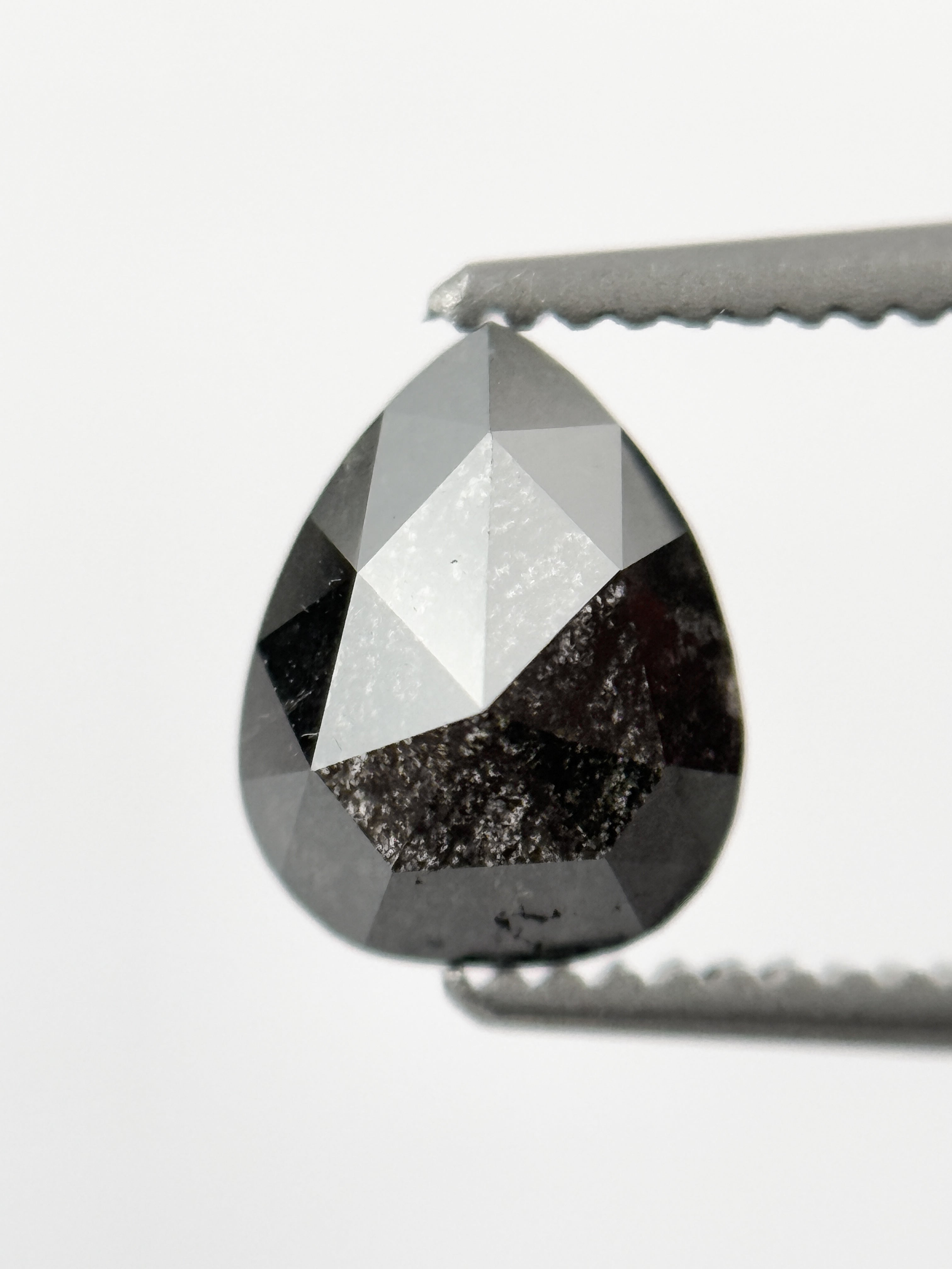1.09 Ct Pear Rose Cut Grey Natural Galaxy Diamond