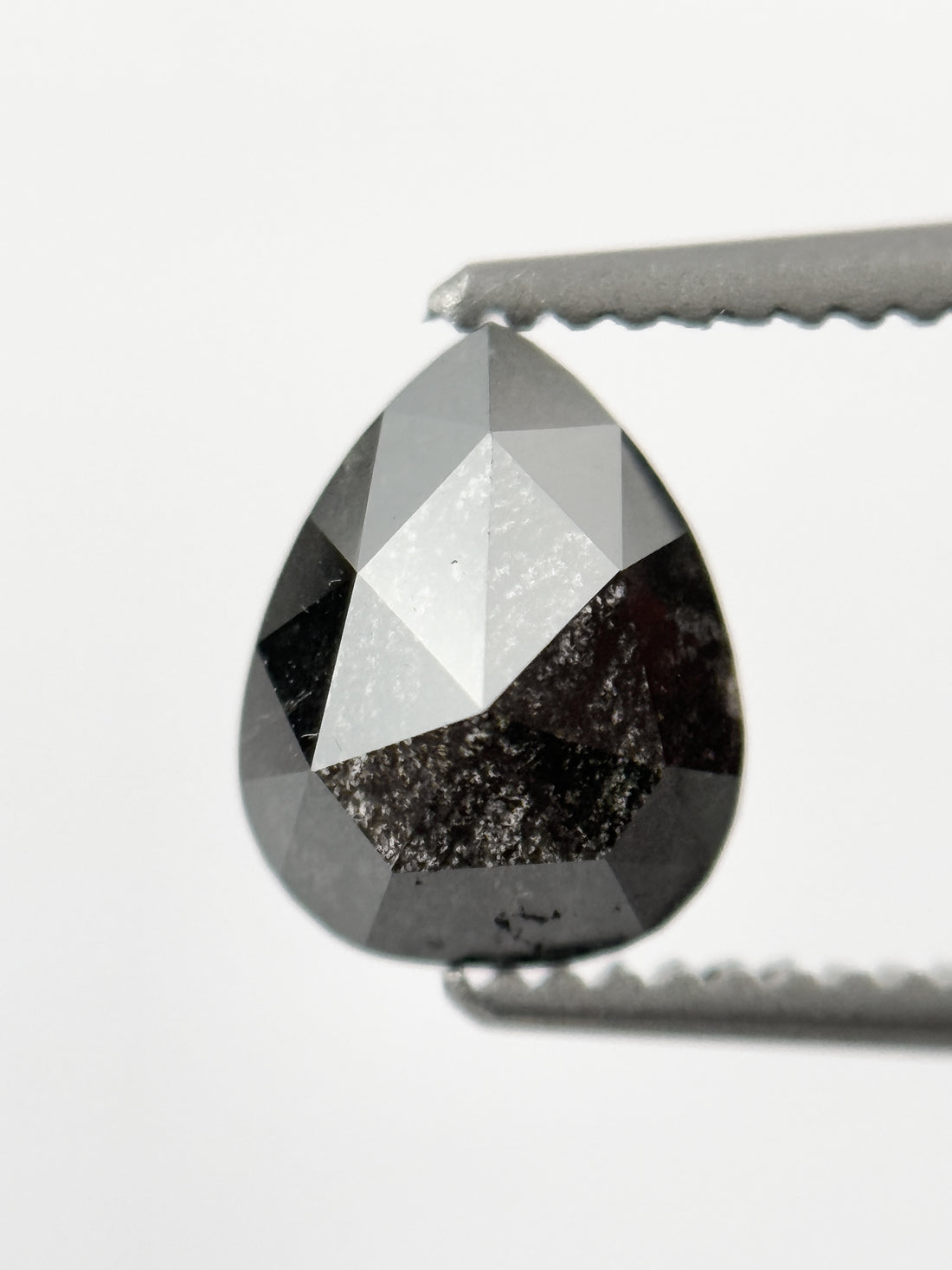 1.09 Ct Pear Rose Cut Grey Natural Galaxy Diamond
