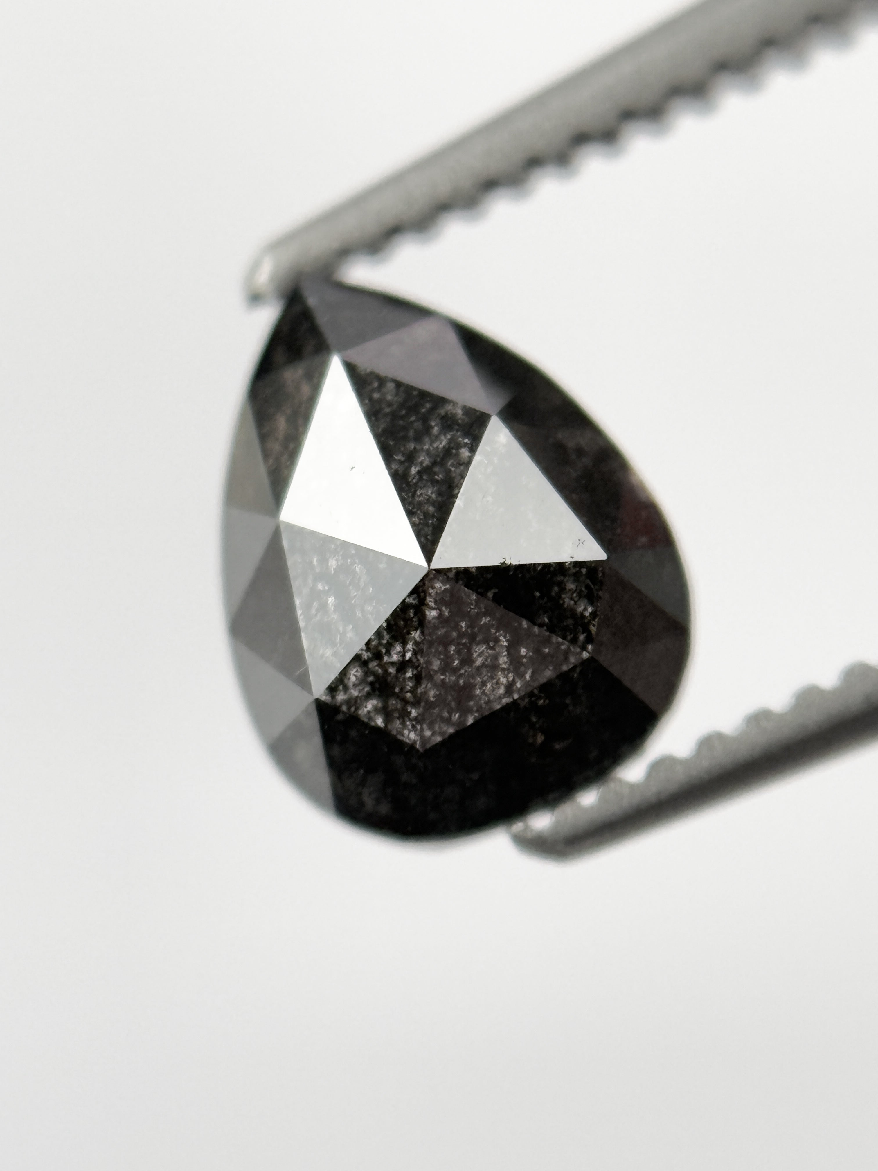 1.09 Ct Pear Rose Cut Grey Natural Galaxy Diamond