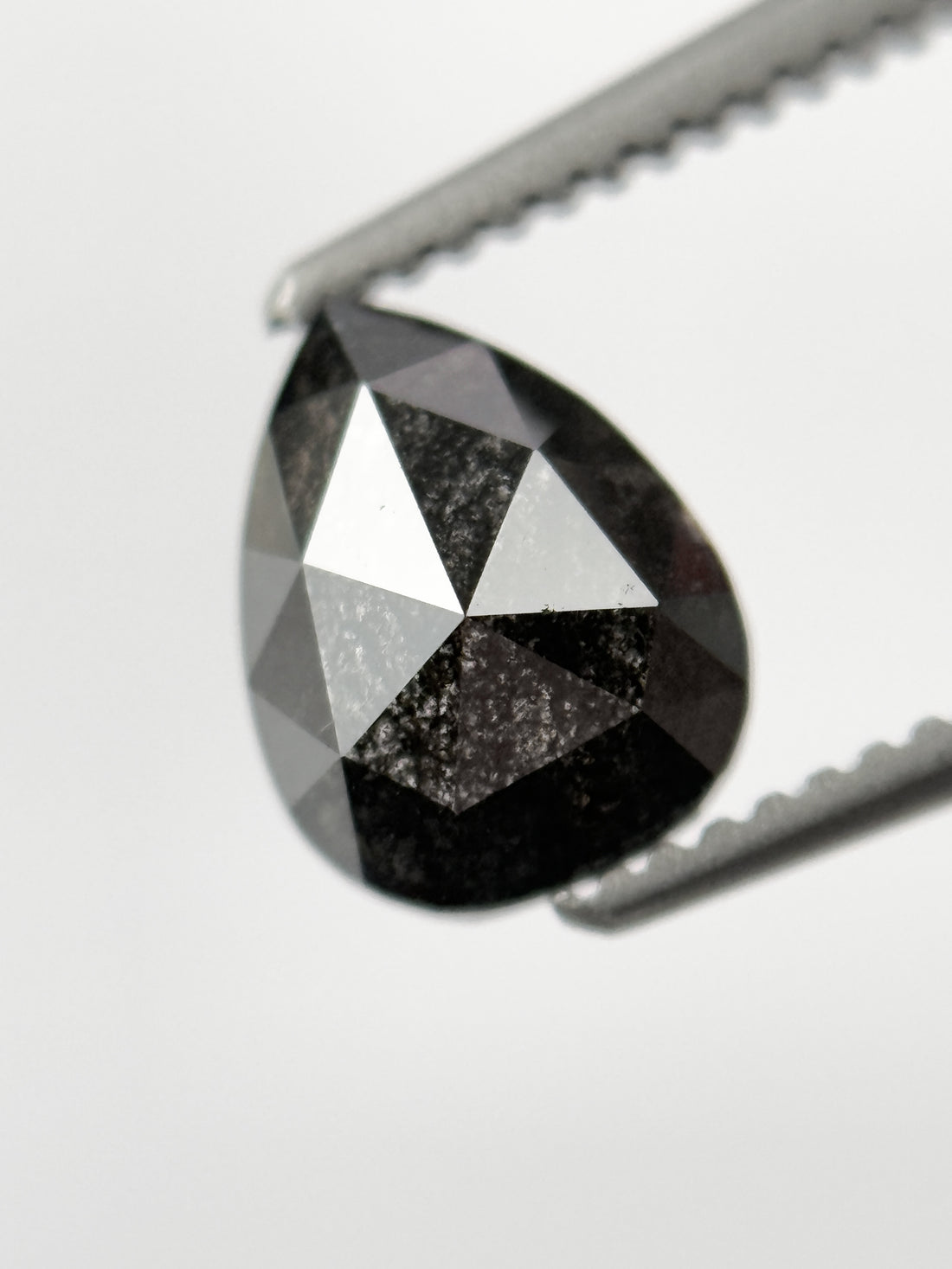 1.09 Ct Pear Rose Cut Grey Natural Galaxy Diamond