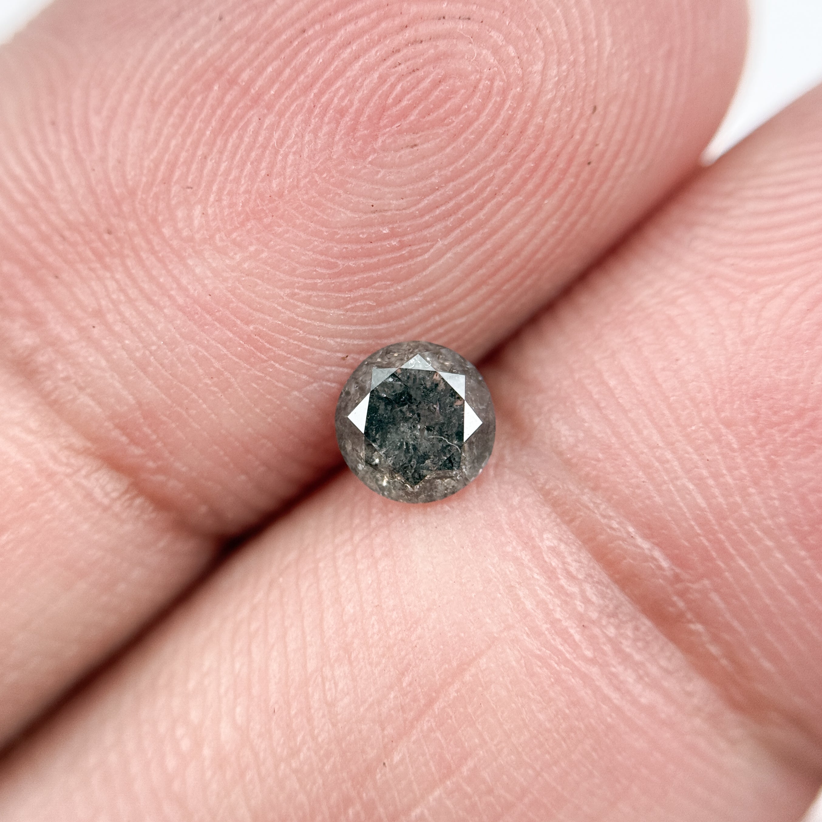 0.43 Ct Round Brilliant Cut Black Natural Salt and Pepper Diamond