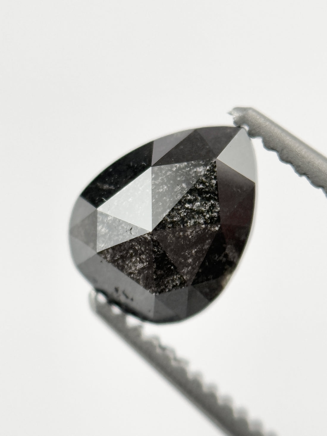 1.09 Ct Pear Rose Cut Grey Natural Galaxy Diamond