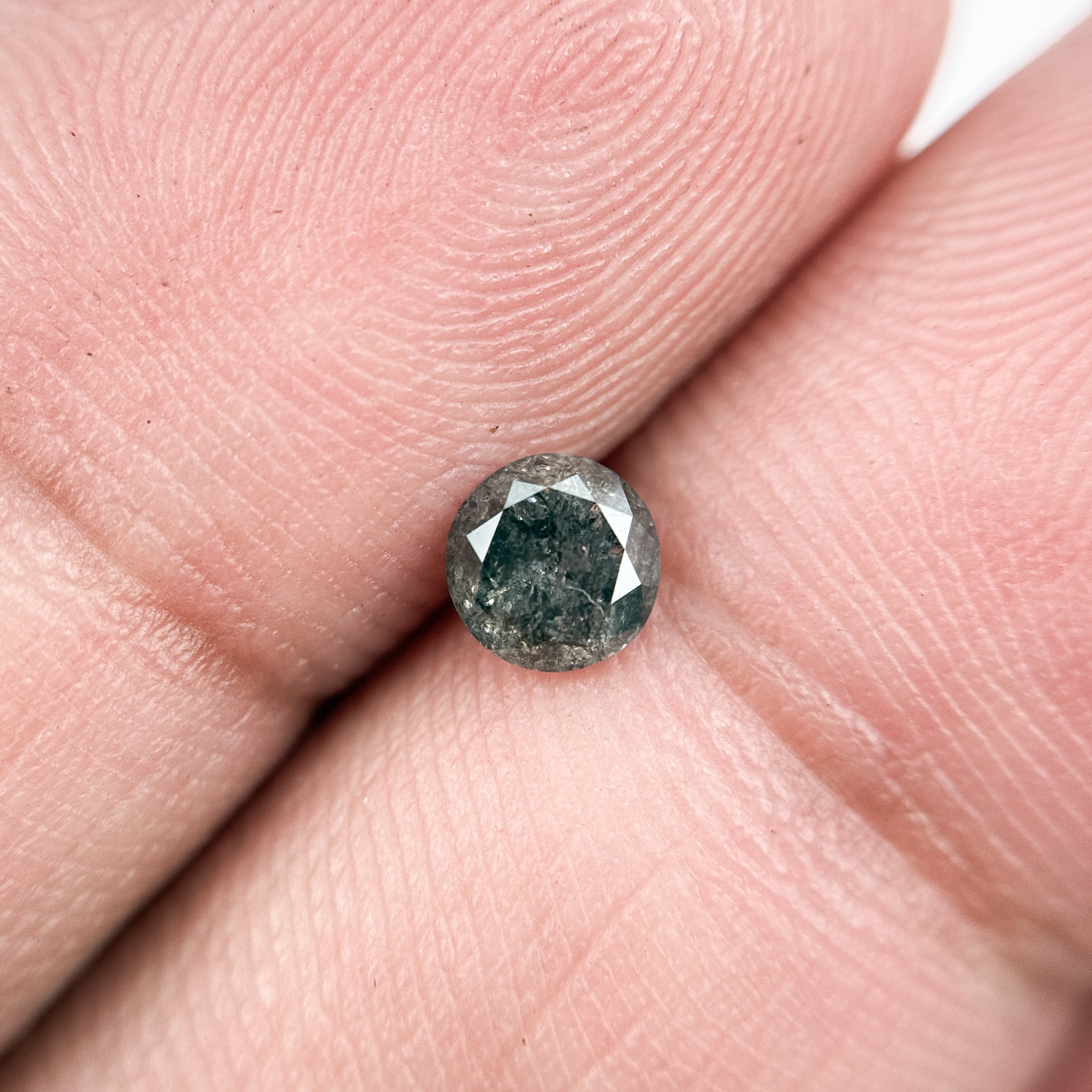 0.43 Ct Round Brilliant Cut Black Natural Salt and Pepper Diamond