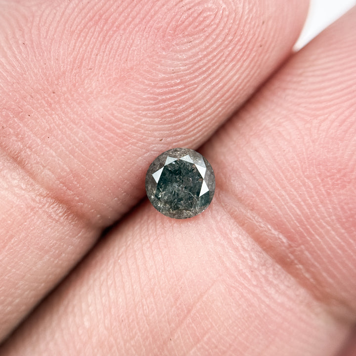 0.43 Ct Round Brilliant Cut Black Natural Salt and Pepper Diamond