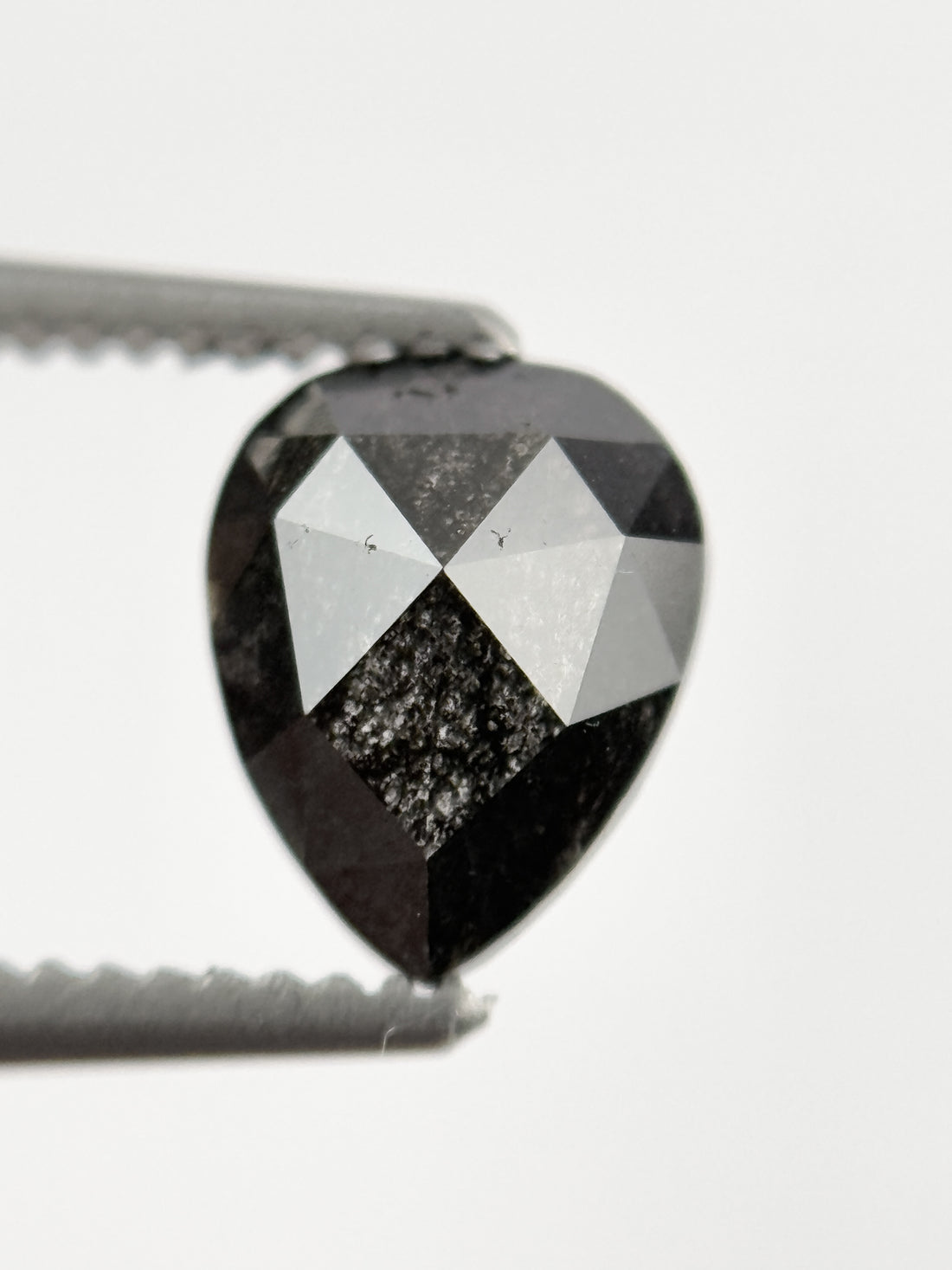 1.09 Ct Pear Rose Cut Grey Natural Galaxy Diamond
