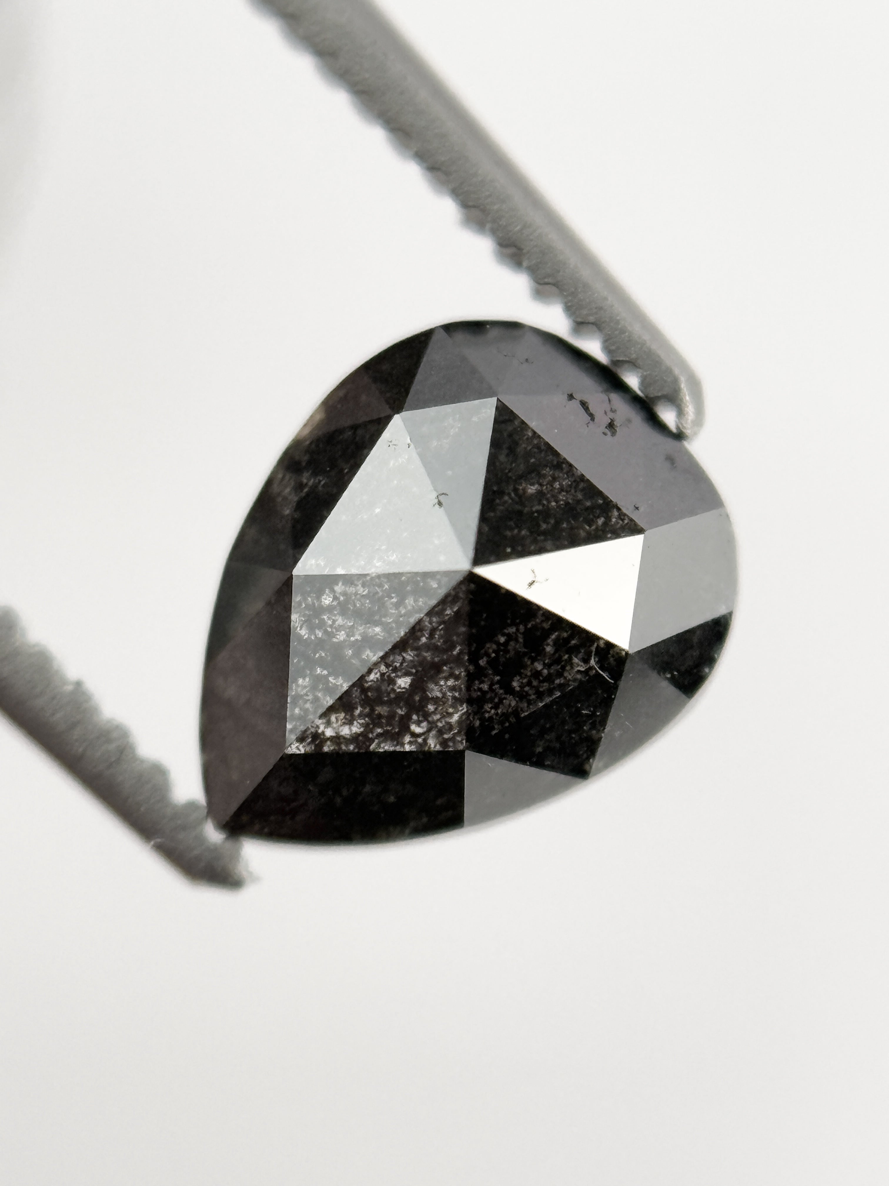 1.09 Ct Pear Rose Cut Grey Natural Galaxy Diamond