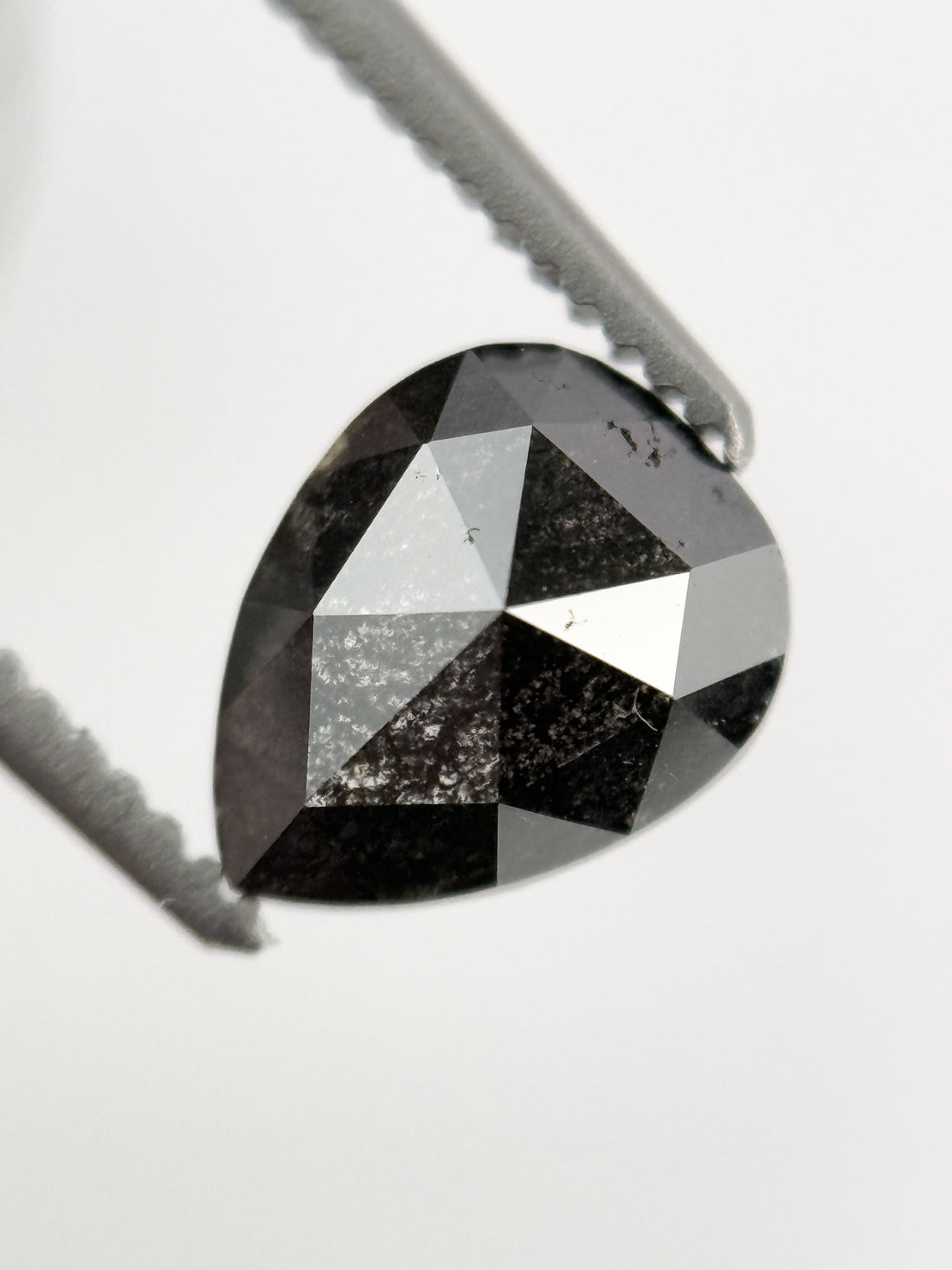 1.09 Ct Pear Rose Cut Grey Natural Galaxy Diamond