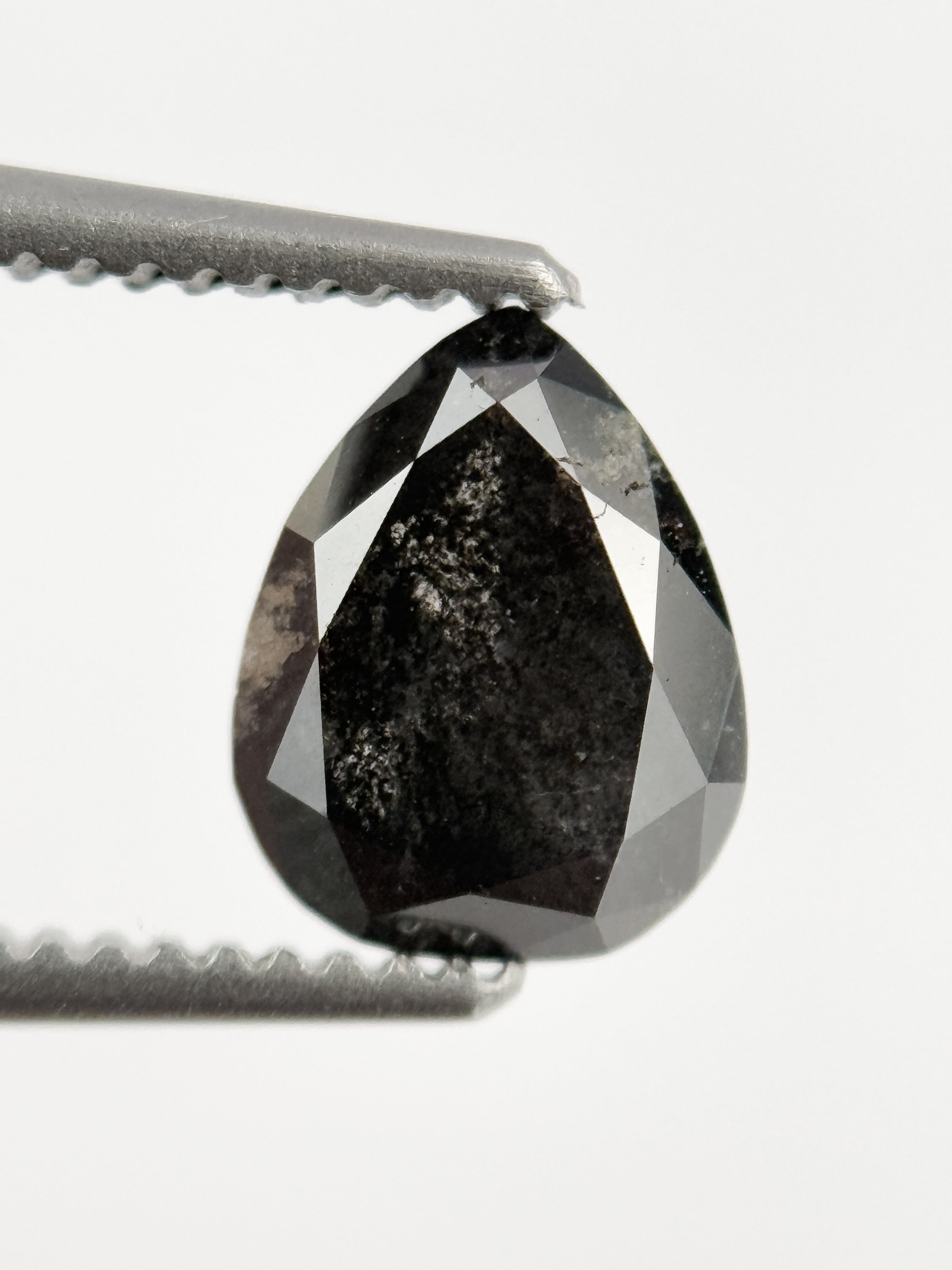 1.09 Ct Pear Rose Cut Grey Natural Galaxy Diamond