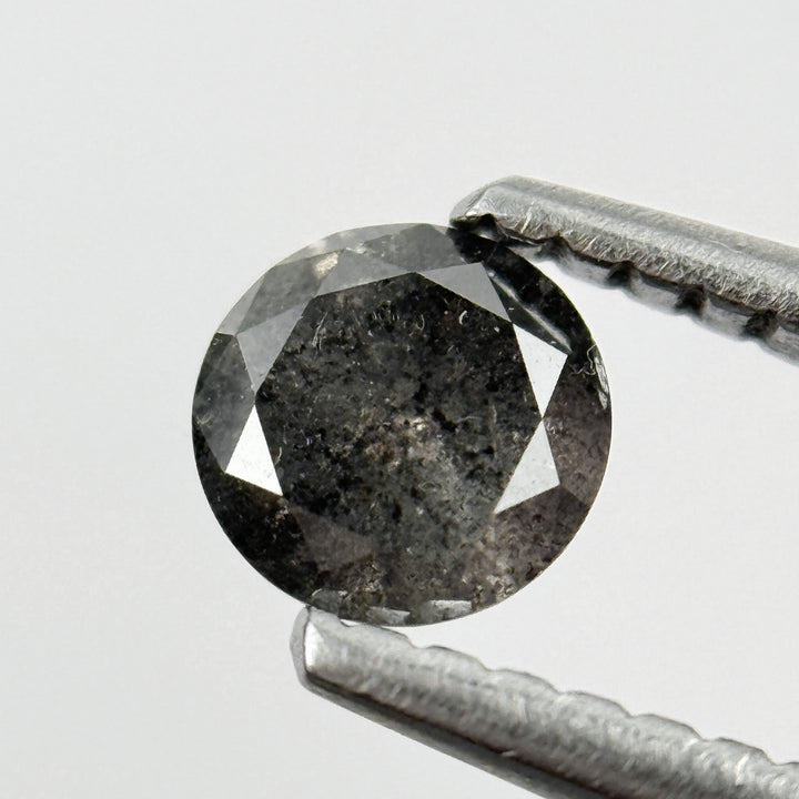 4.5 MM Round Brilliant Cut Grey Salt and Pepper Natural Galaxy Diamond