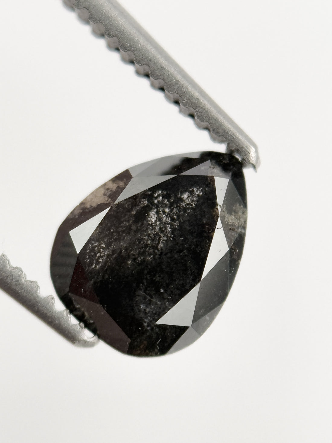 1.09 Ct Pear Rose Cut Grey Natural Galaxy Diamond