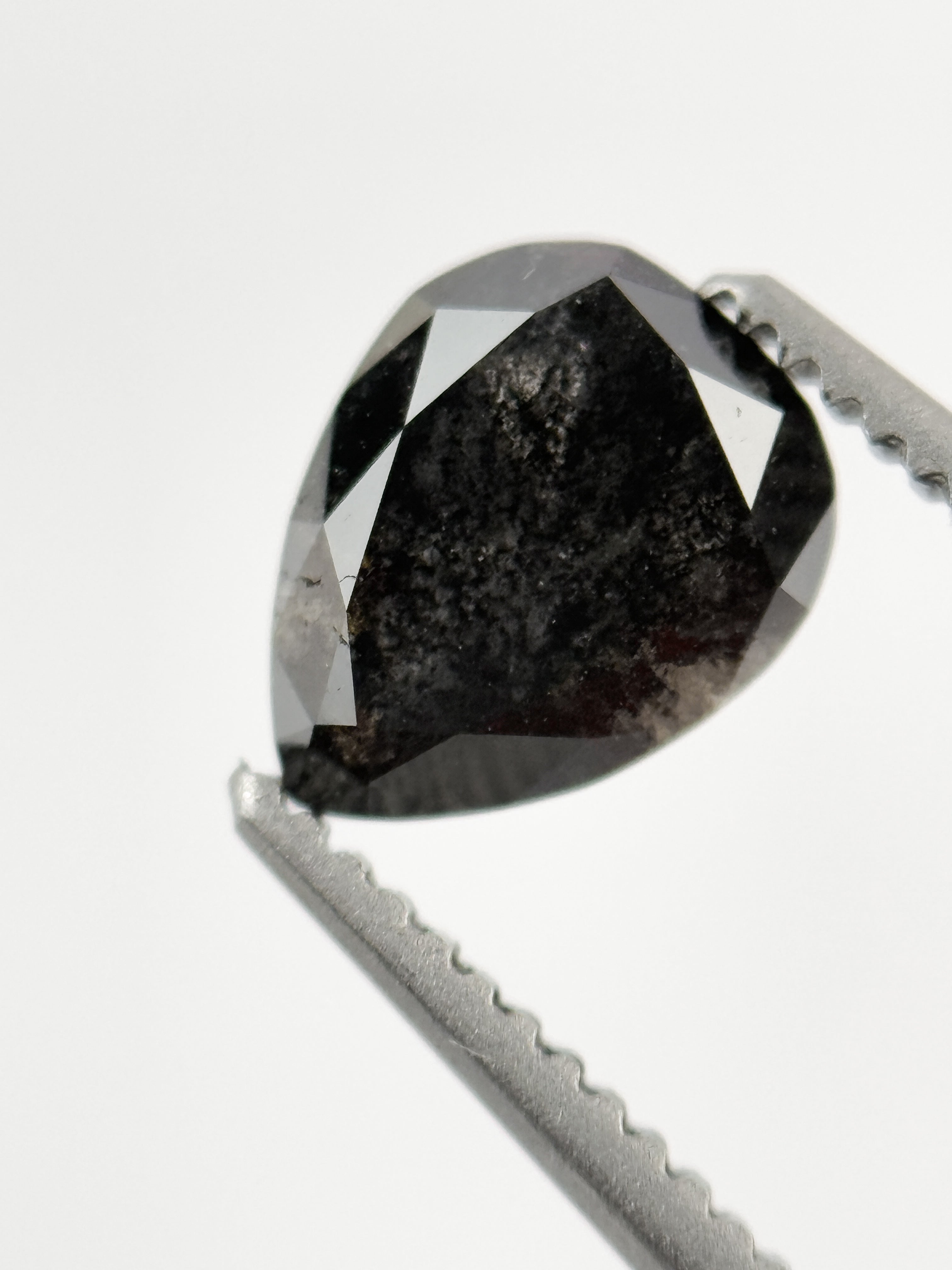1.09 Ct Pear Rose Cut Grey Natural Galaxy Diamond