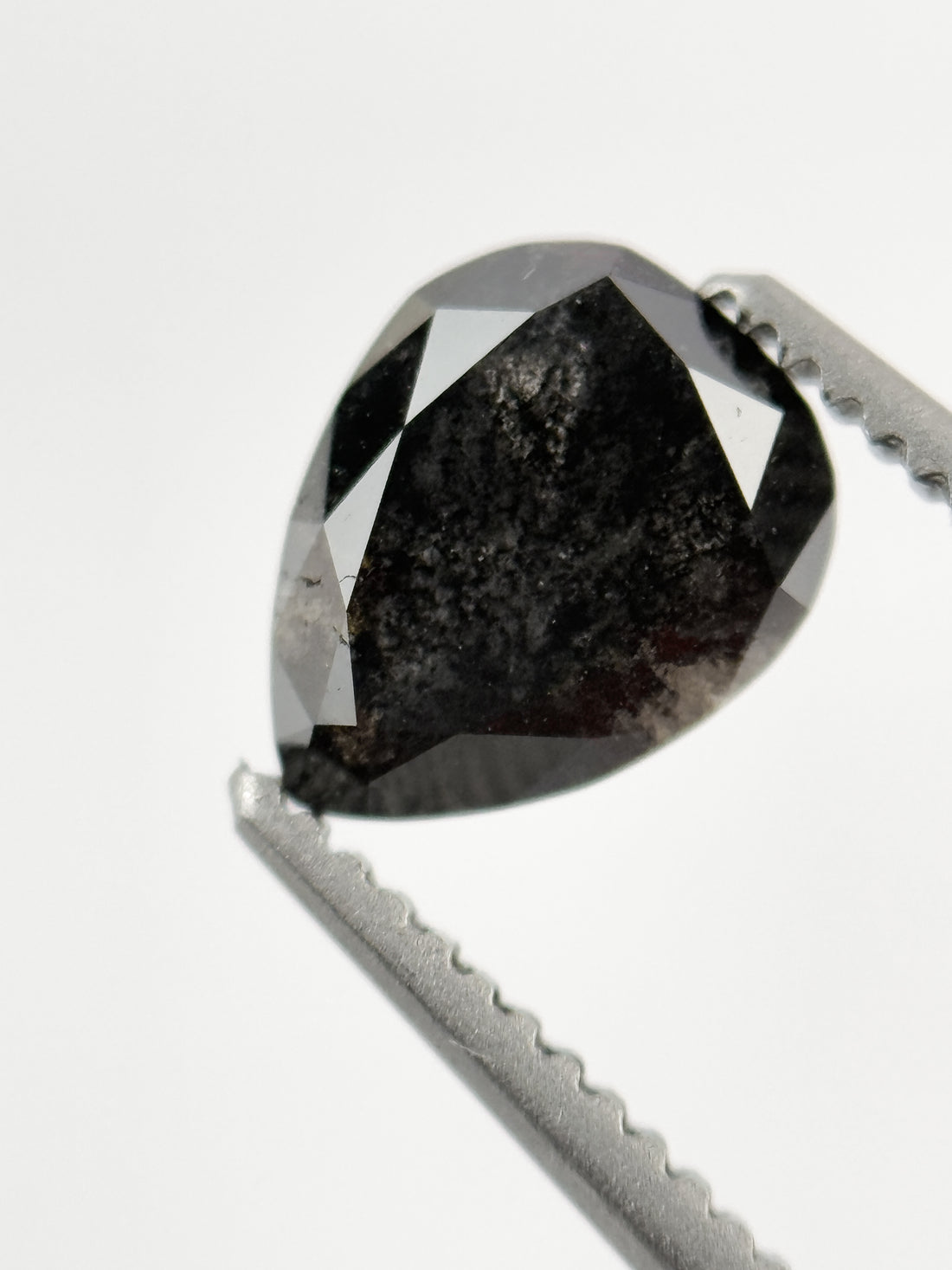 1.09 Ct Pear Rose Cut Grey Natural Galaxy Diamond