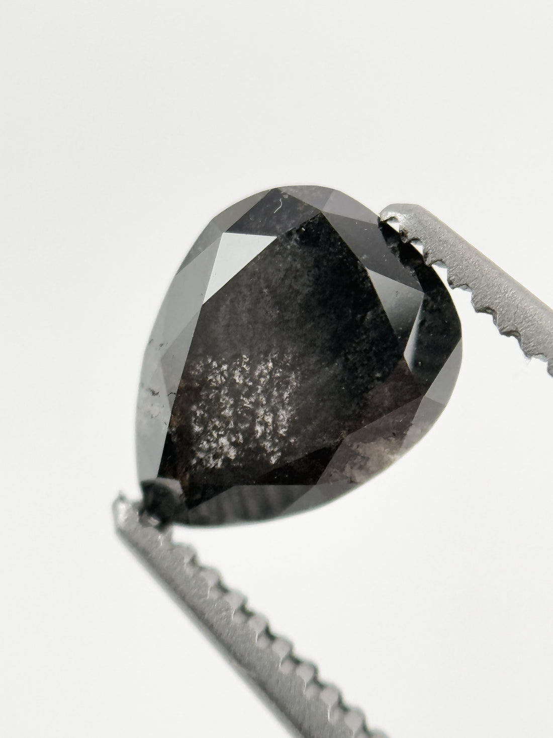 1.09 Ct Pear Rose Cut Grey Natural Galaxy Diamond