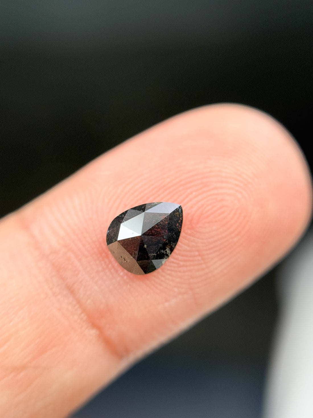 1.09 Ct Pear Rose Cut Grey Natural Galaxy Diamond