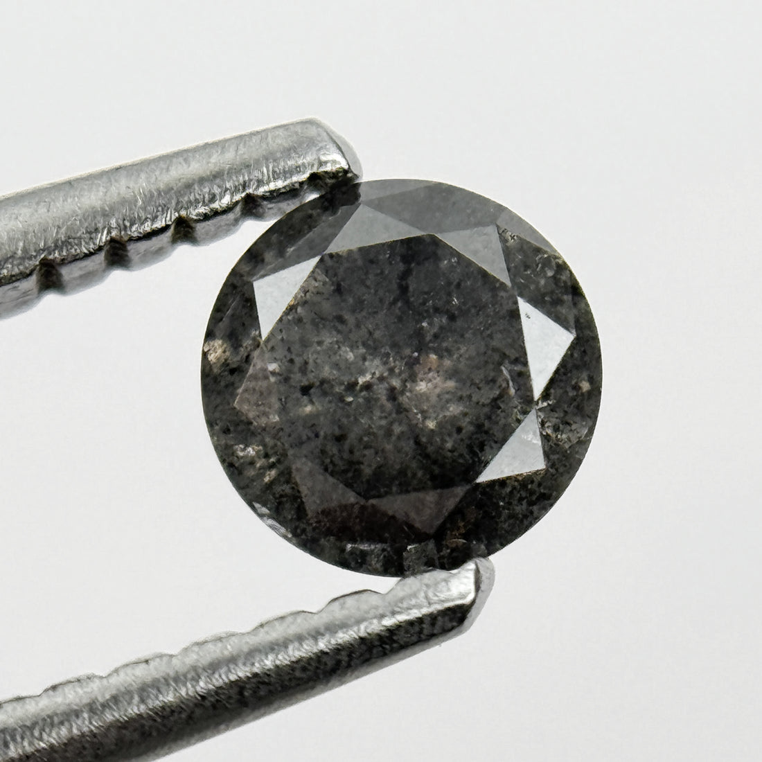 4.5 MM Round Brilliant Cut Grey Salt and Pepper Natural Galaxy Diamond
