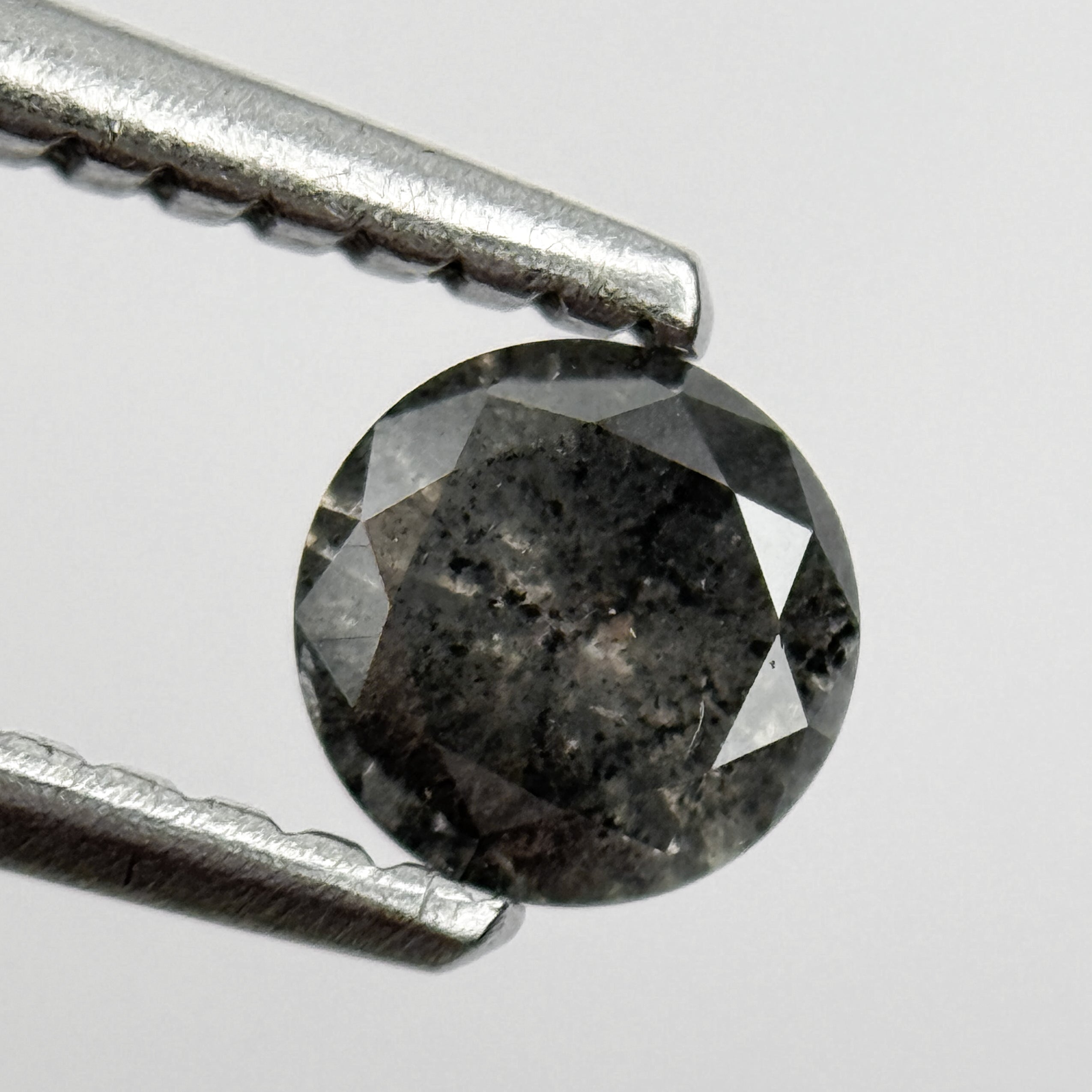 4.5 MM Round Brilliant Cut Grey Salt and Pepper Natural Galaxy Diamond