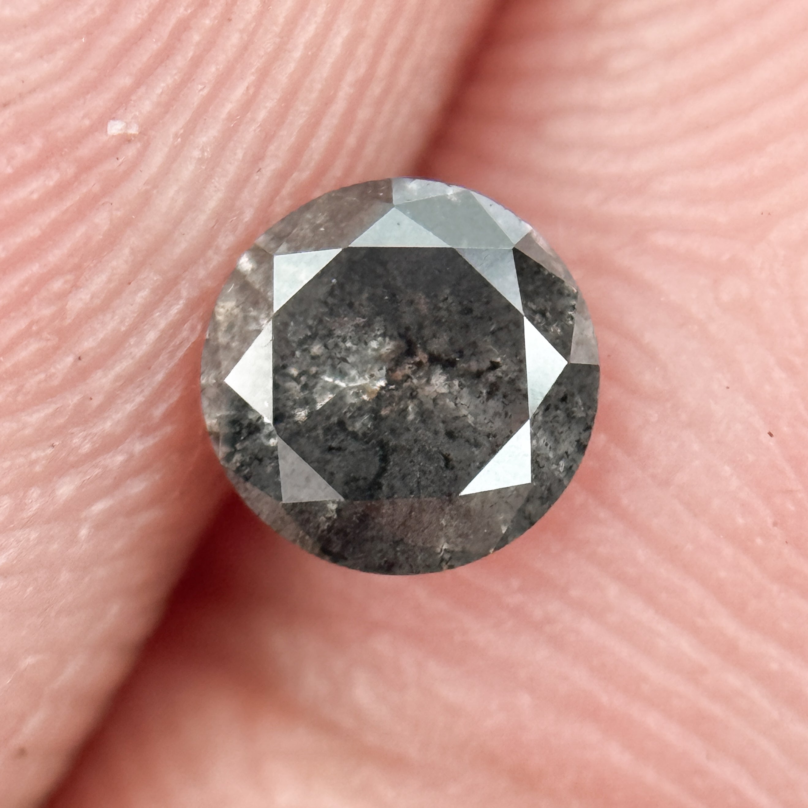 0.30 Ct Round Brilliant Cut Grey Natural Galaxy Diamond