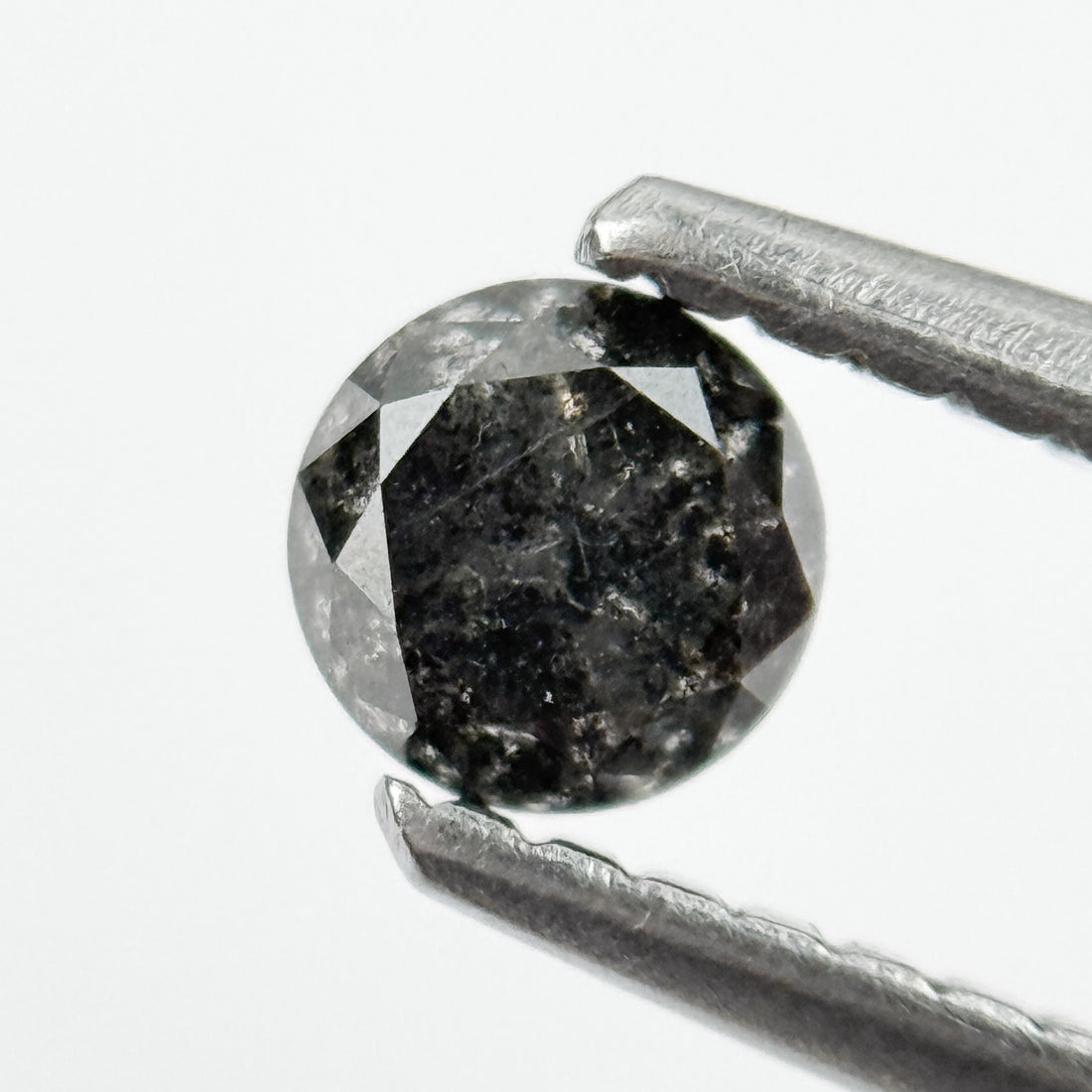 0.37 Ct Round Brilliant Cut Black Natural Salt and Pepper Diamond