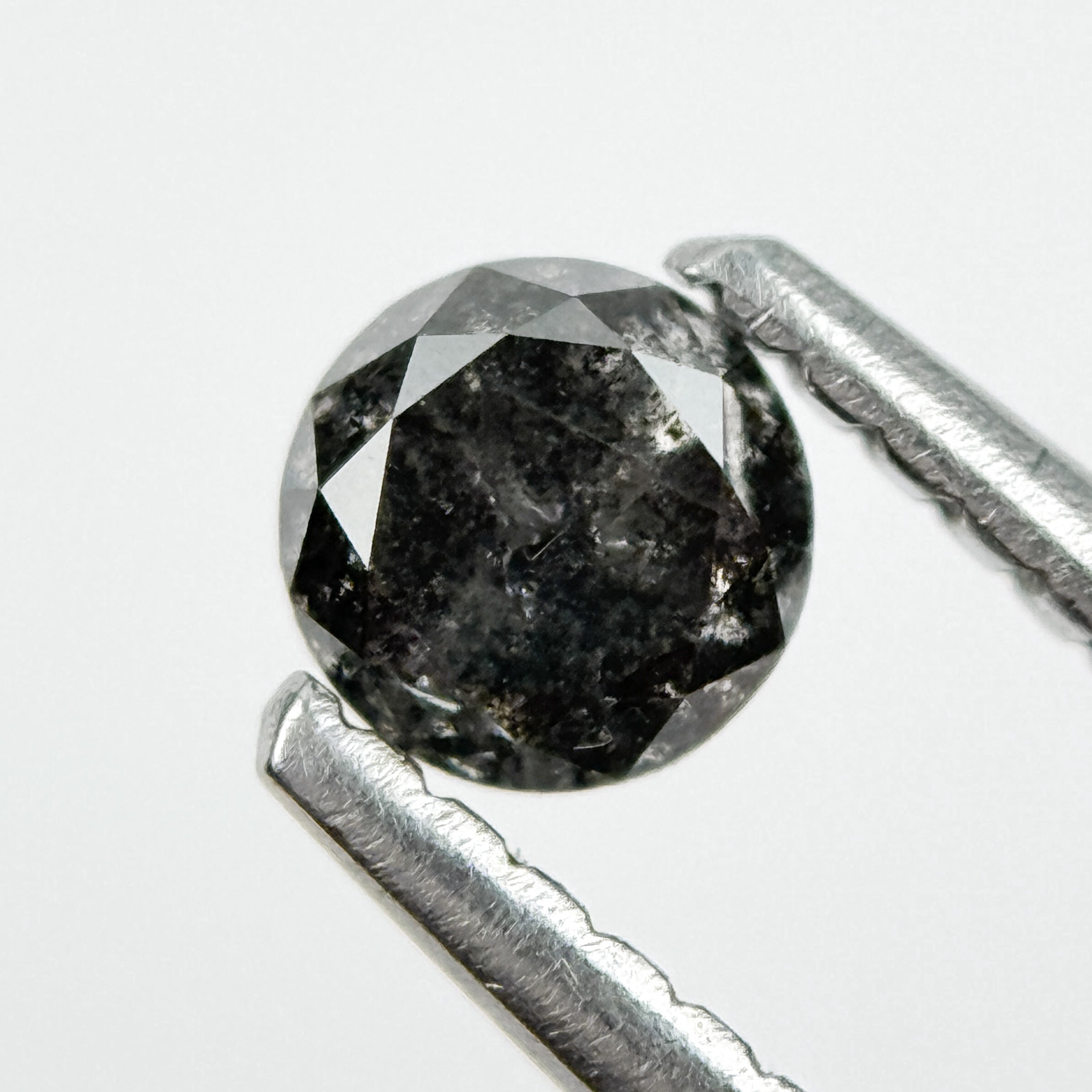 0.37 Ct Round Brilliant Cut Black Natural Salt and Pepper Diamond