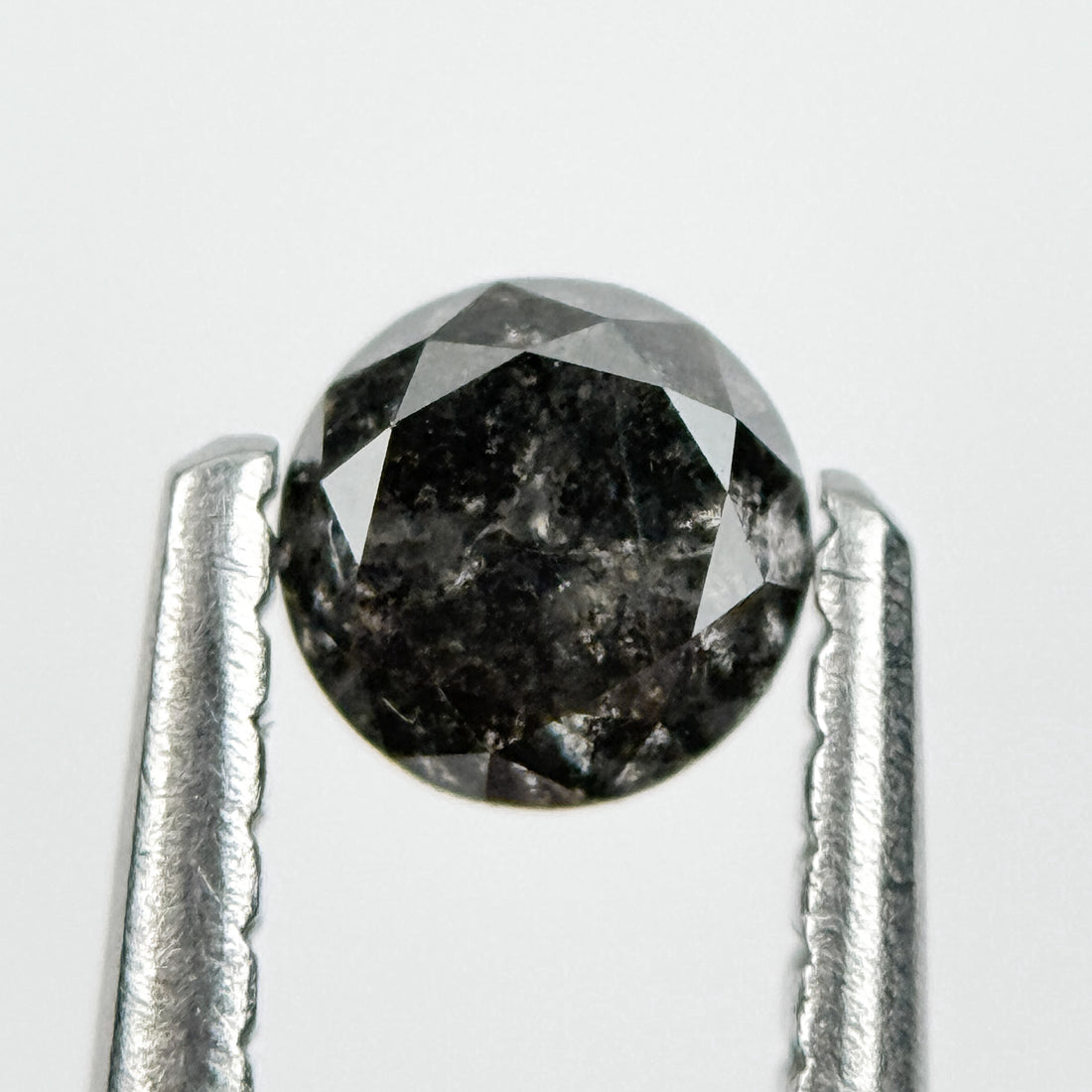 0.37 Ct Round Brilliant Cut Black Natural Salt and Pepper Diamond