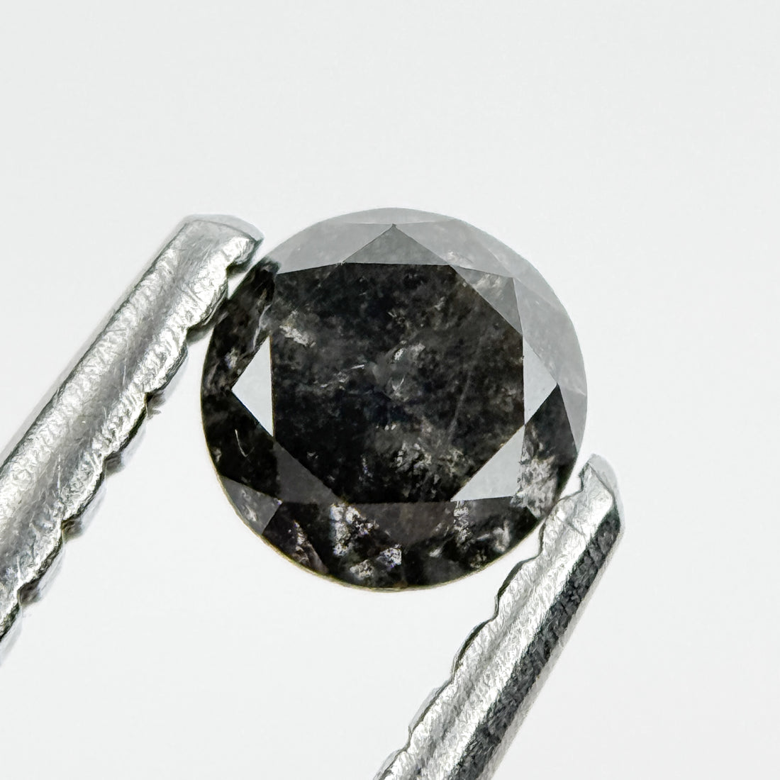0.37 Ct Round Brilliant Cut Black Natural Salt and Pepper Diamond