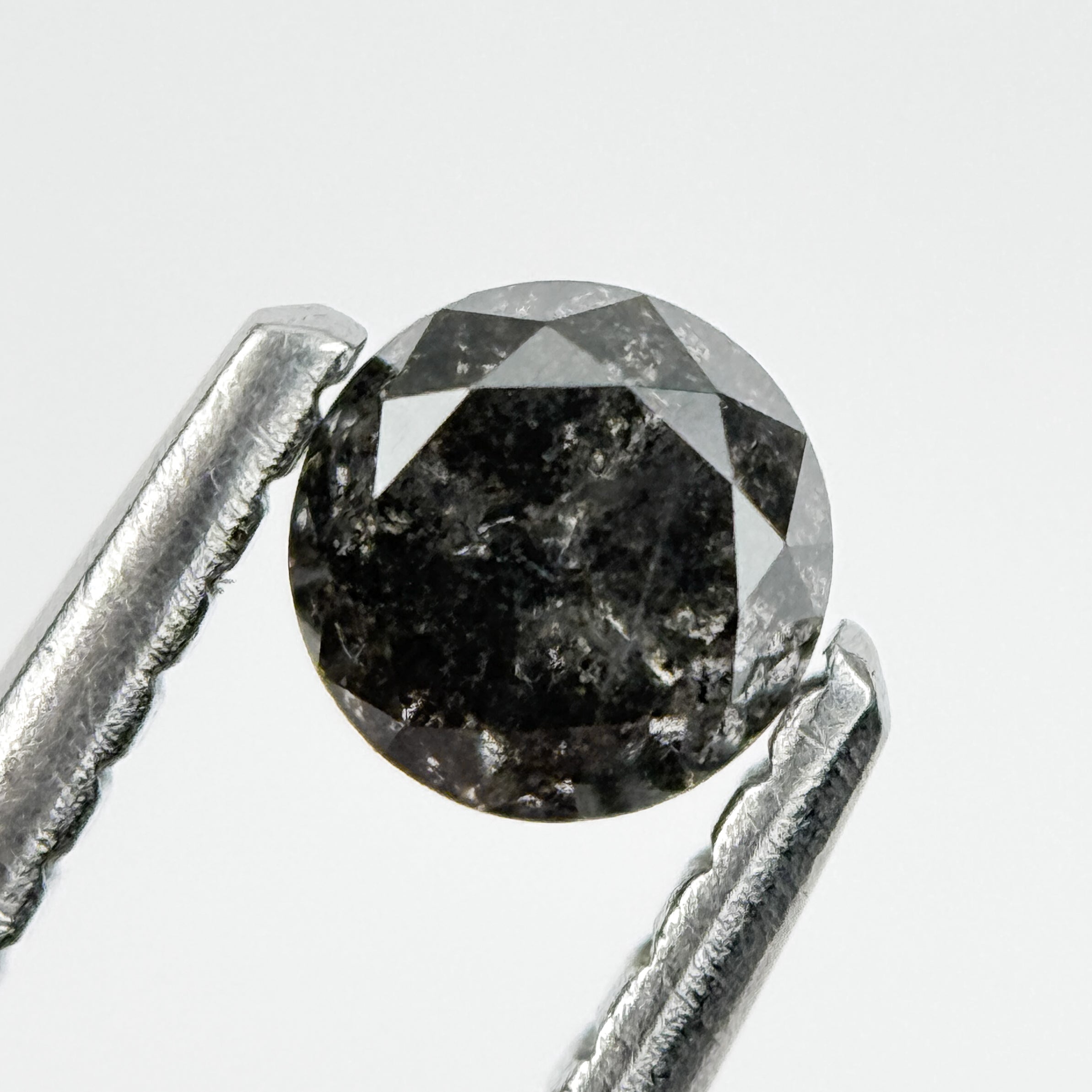 0.37 Ct Round Brilliant Cut Black Natural Salt and Pepper Diamond